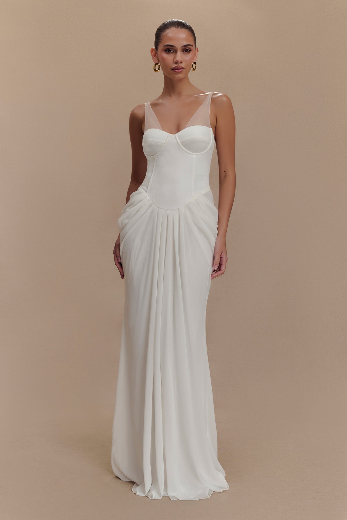 Roxanne Velvet Corset Maxi Dress - White #6