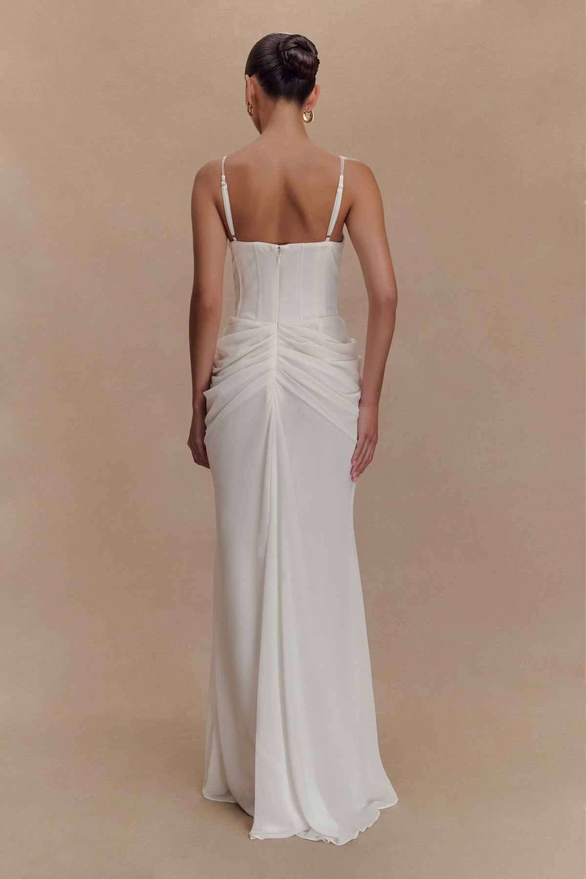 Roxanne Velvet Corset Maxi Dress - White