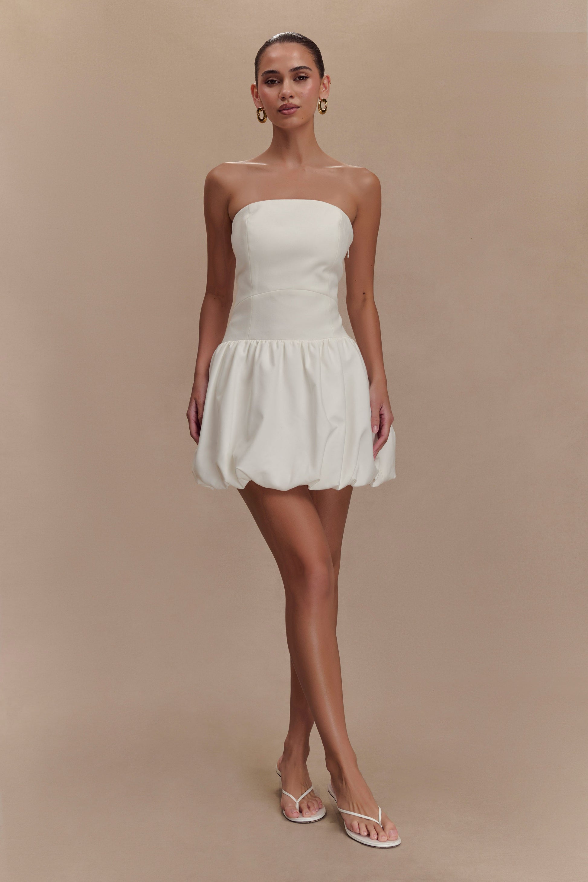 Clementina Strapless Bubble Mini Dress - White #7