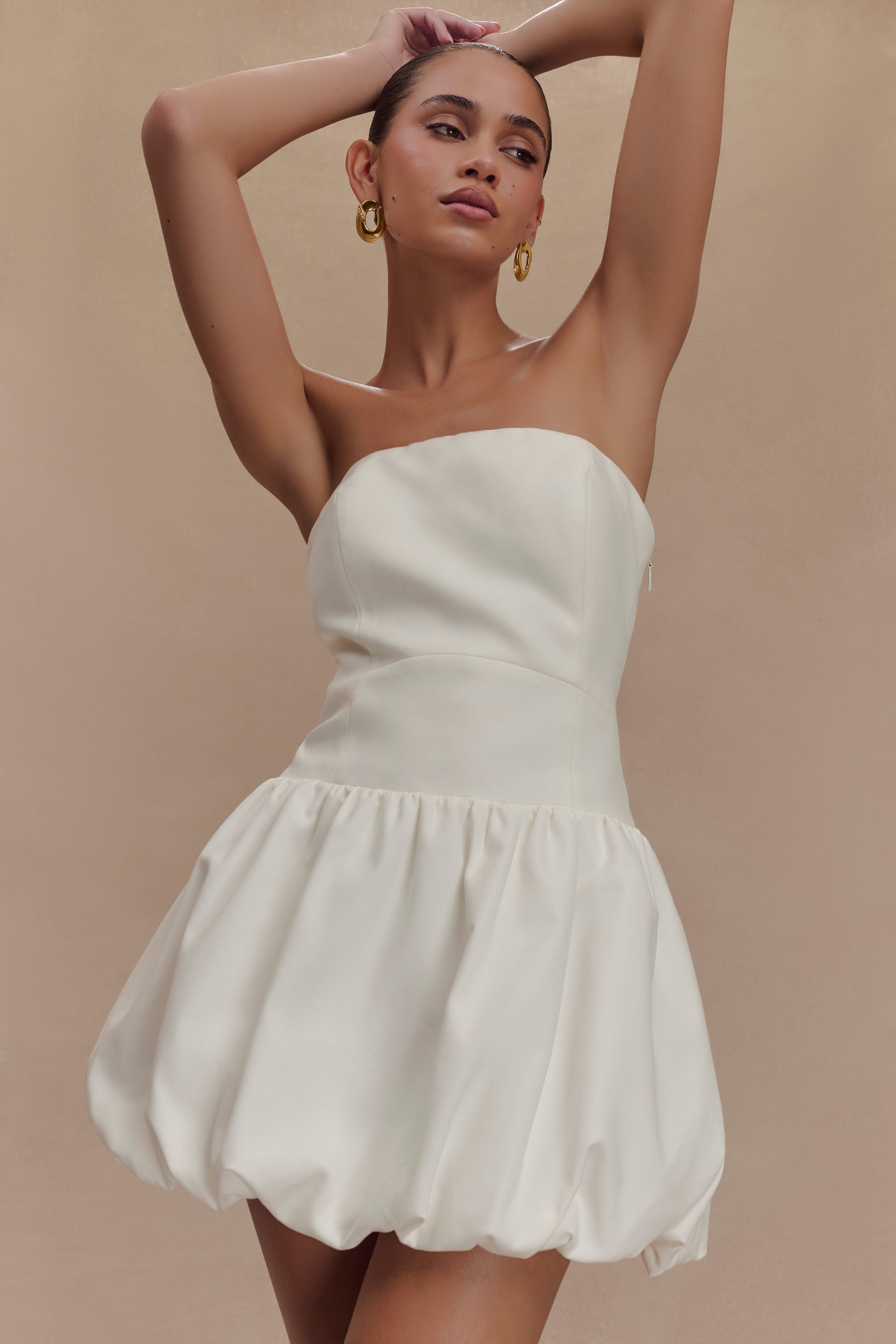 Clementina Strapless Bubble Mini Dress - White #4