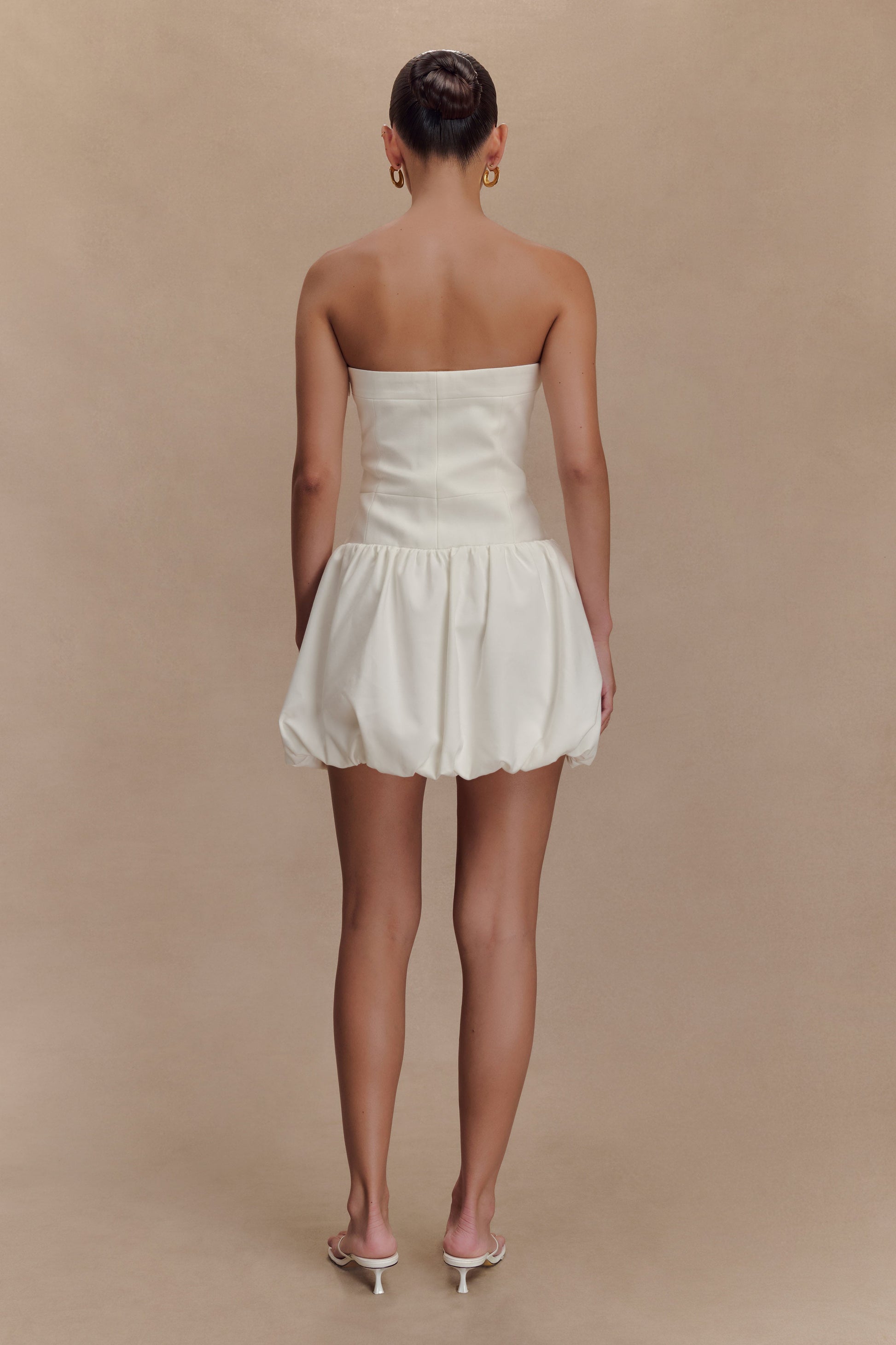 Clementina Strapless Bubble Mini Dress - White #3
