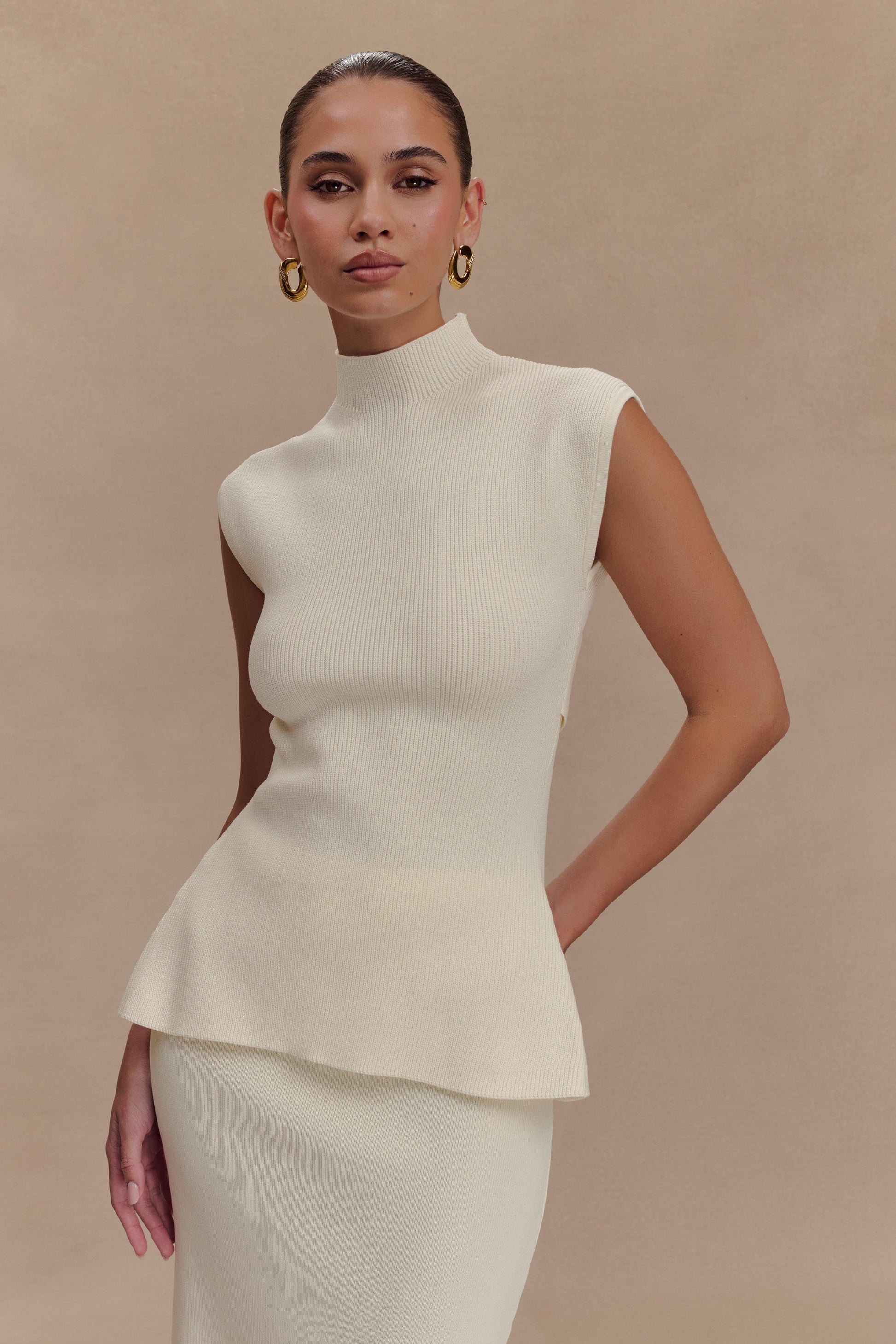 Maxine Knit Open Back Top - Ivory #2