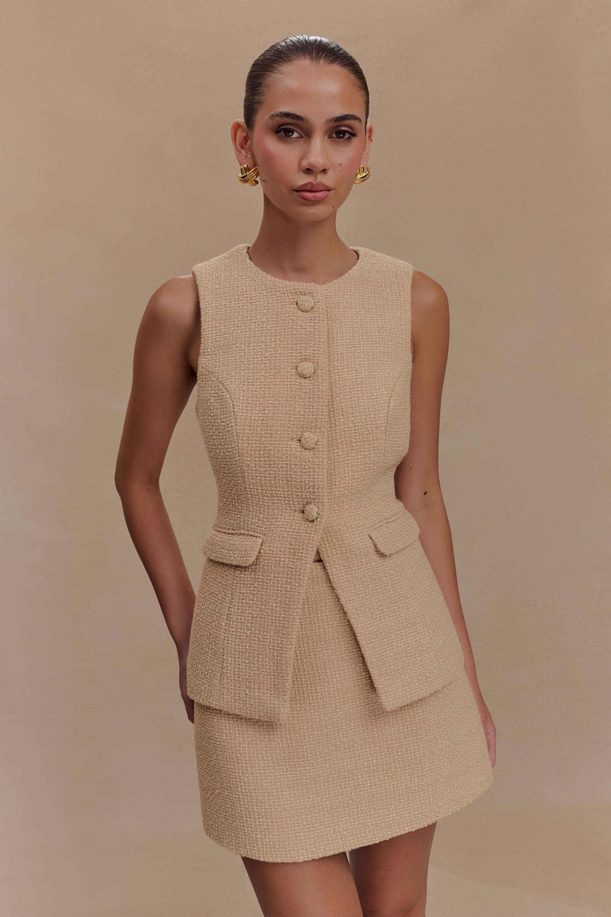 Camilla Boucle Mini Skirt - Light Taupe #6