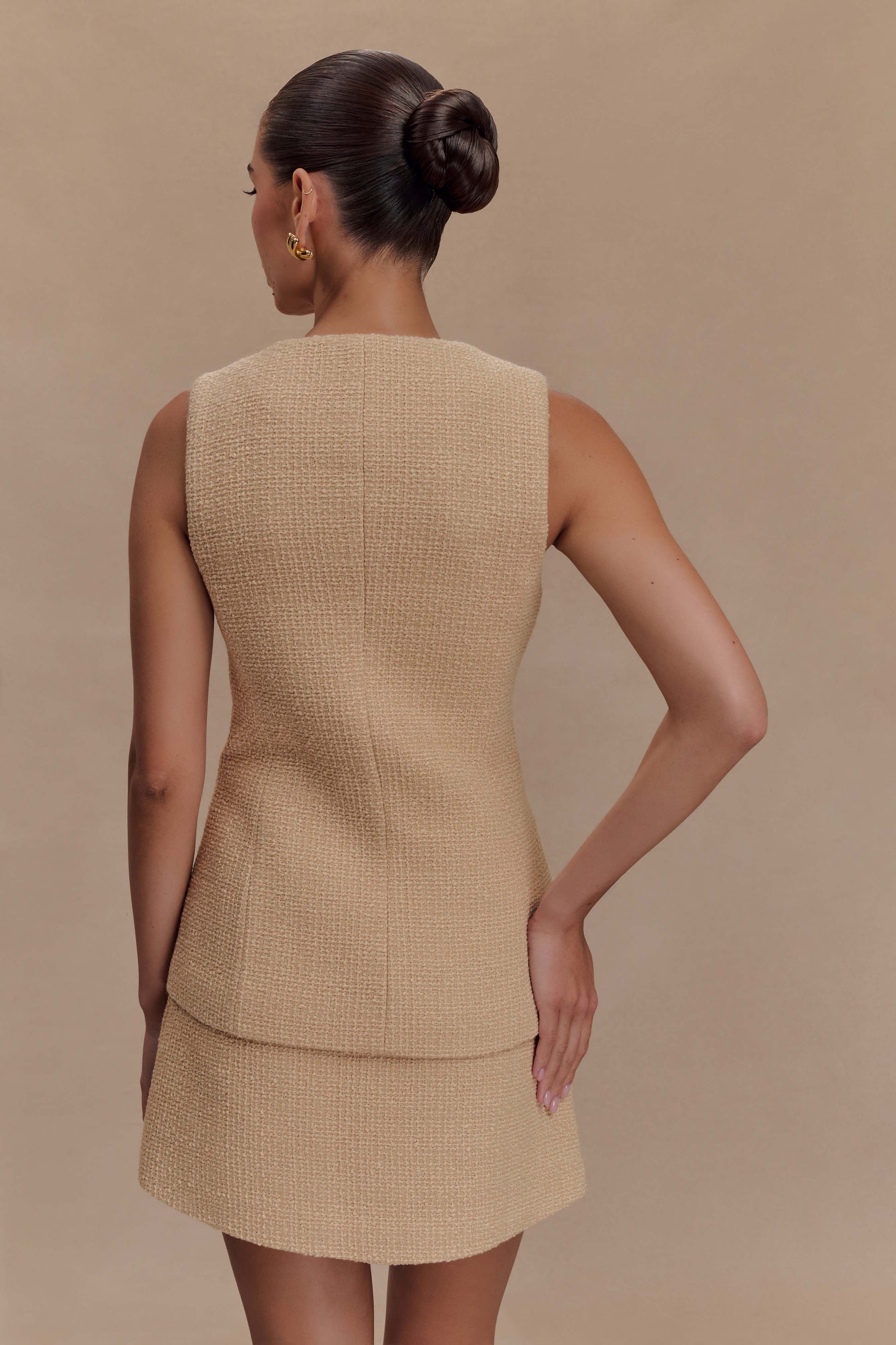 Camilla Boucle Sleeveless Vest - Light Taupe #2