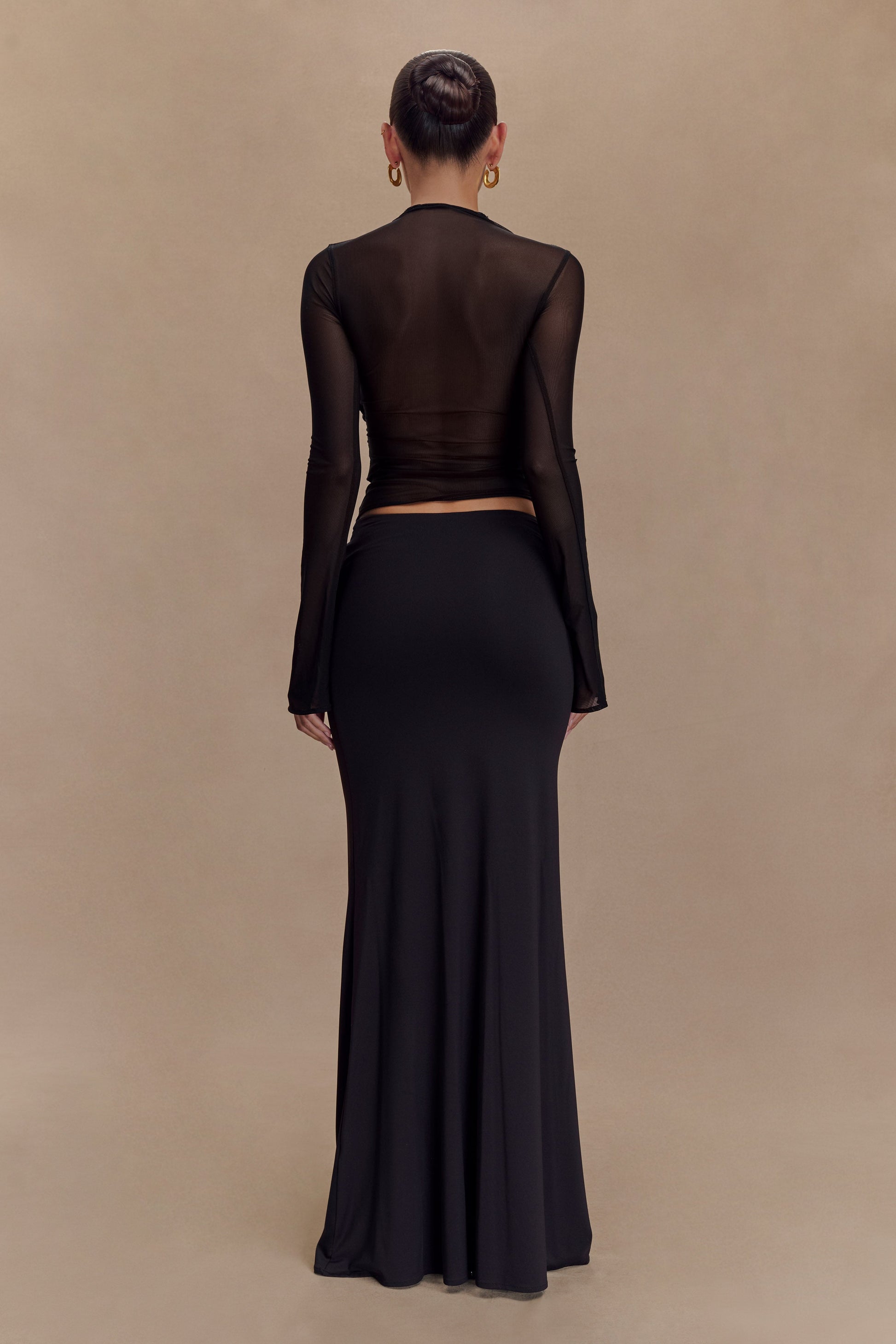 Tania Slinky And Mesh Long Sleeve Top - Black #5