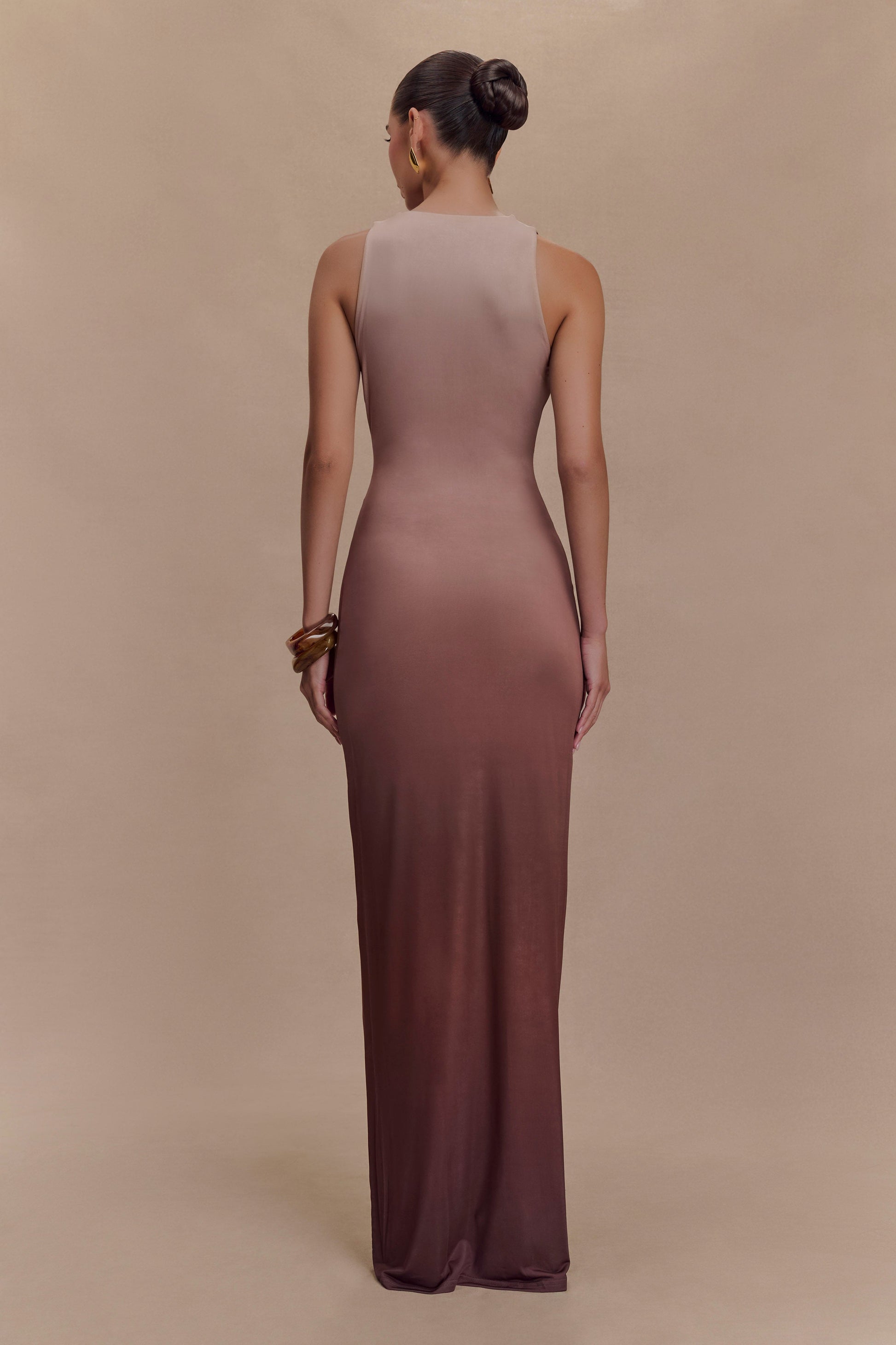 Stella Draped Slinky Maxi Dress - Mocha Ombre #2