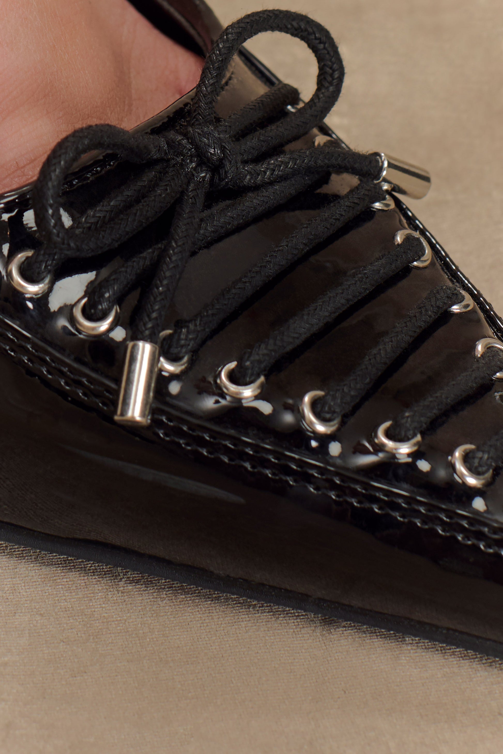 Joanne Patent Lace Up Heels - Black #6