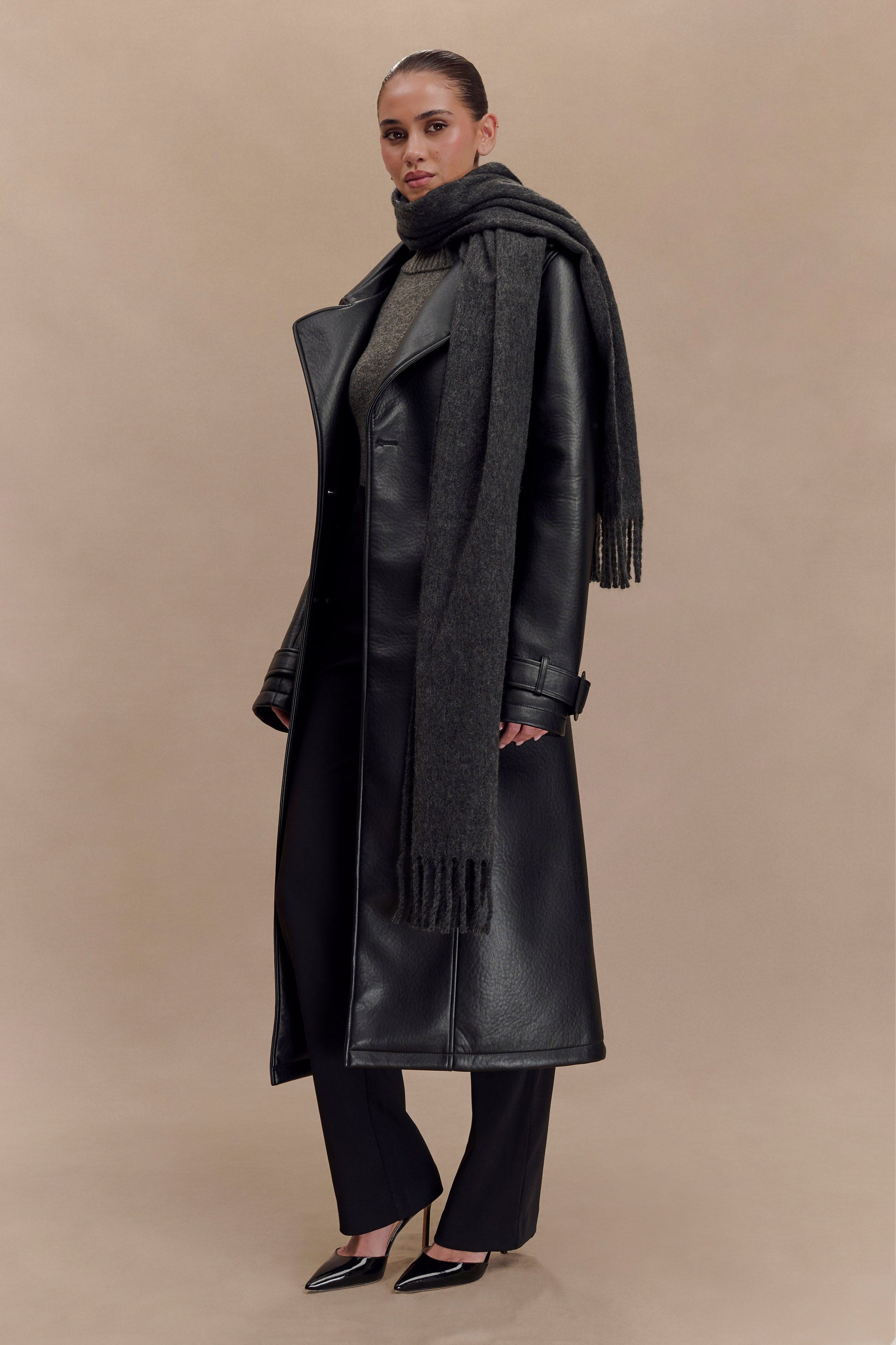 MESHKI Knit Scarf - Charcoal Marle #4