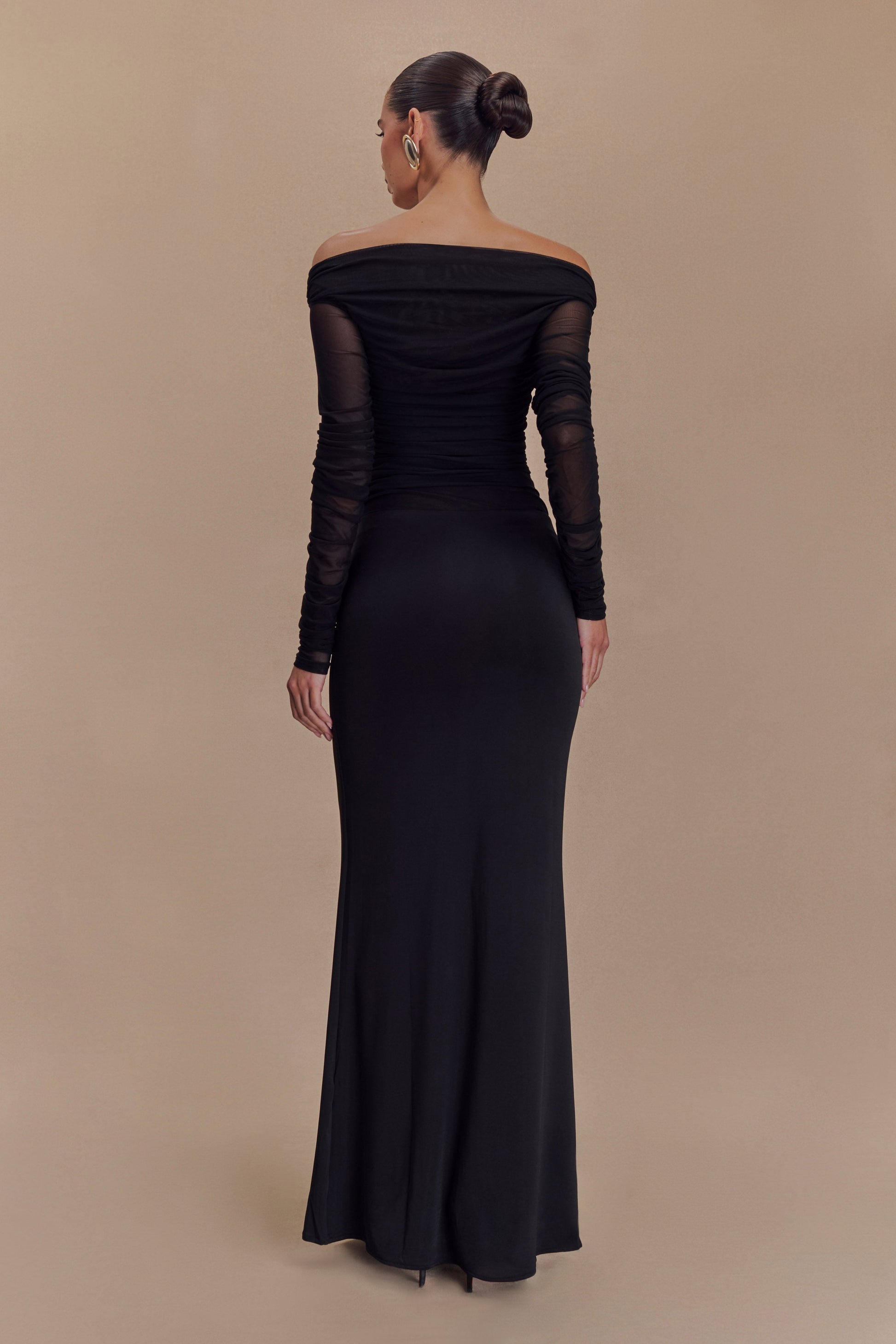Darla Mesh And Slinky Off Shoulder Maxi Dress - Black #2