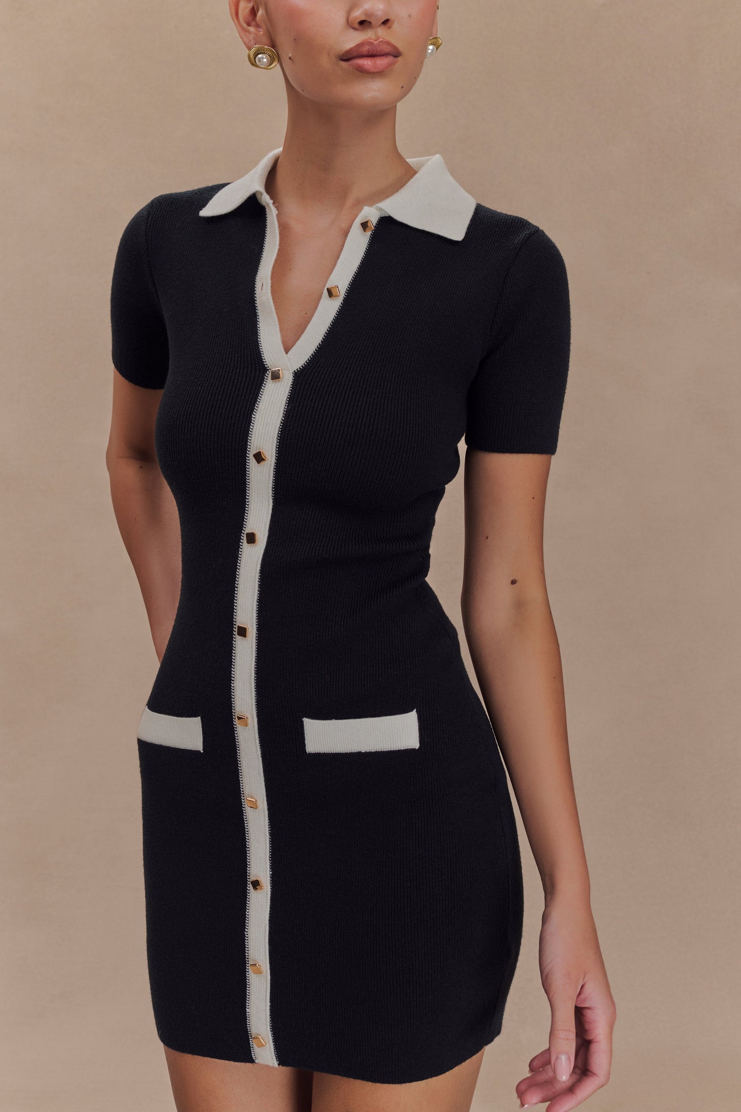 Seema Contrast Mini Dress - Black/White