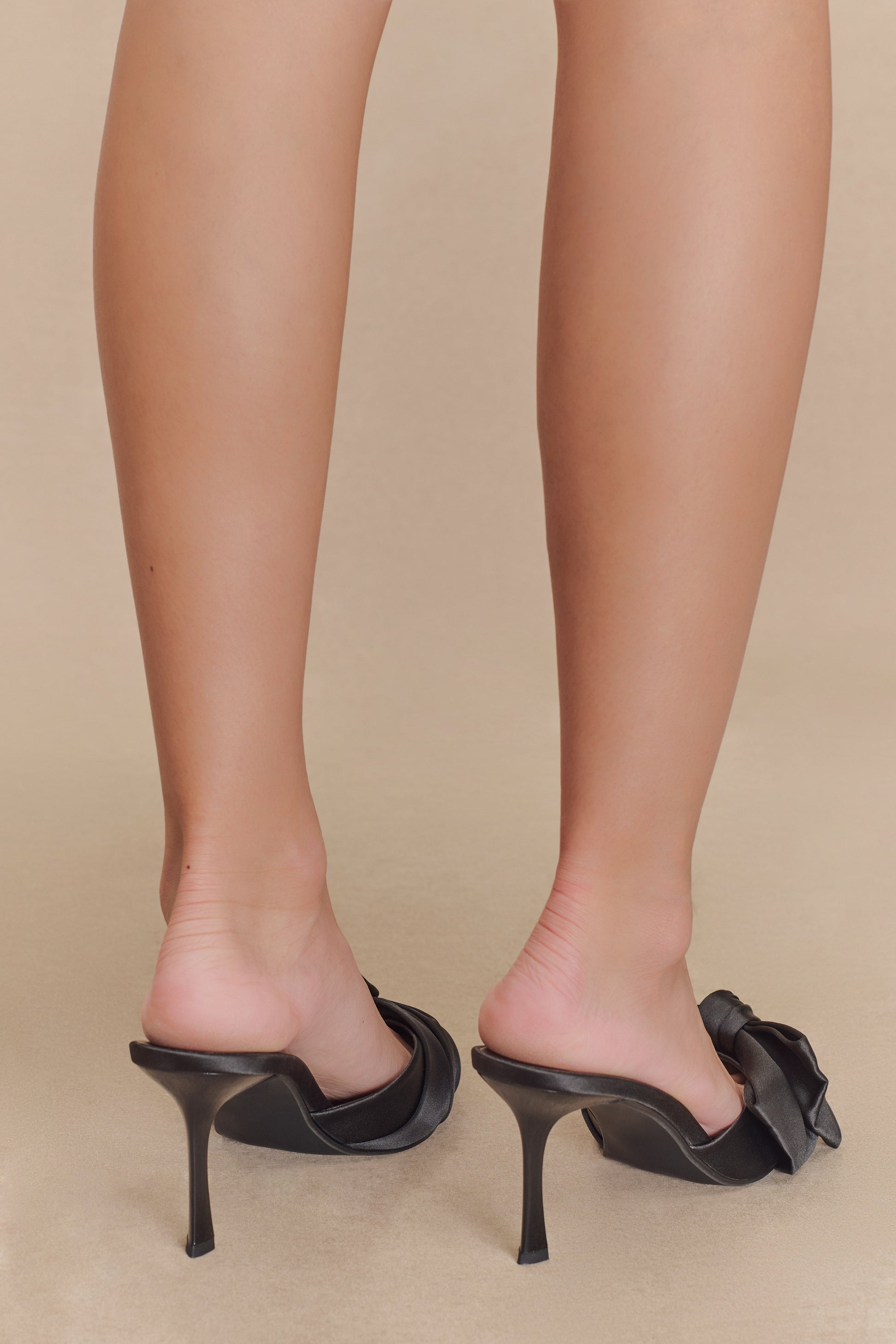 Elena Pointed Satin Bow Heel - Black #5