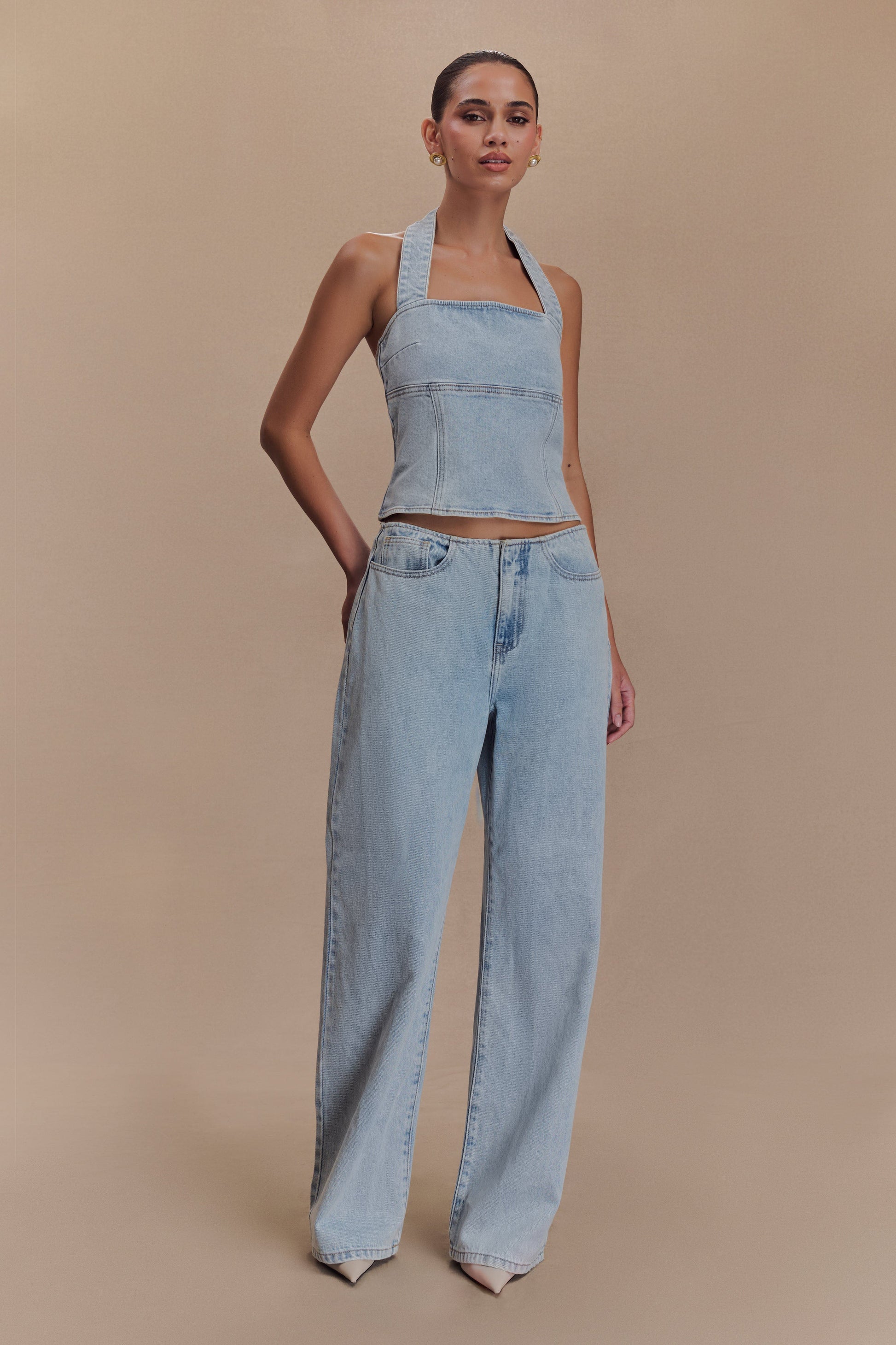 Dayna Denim Halter Top - Light Blue #3