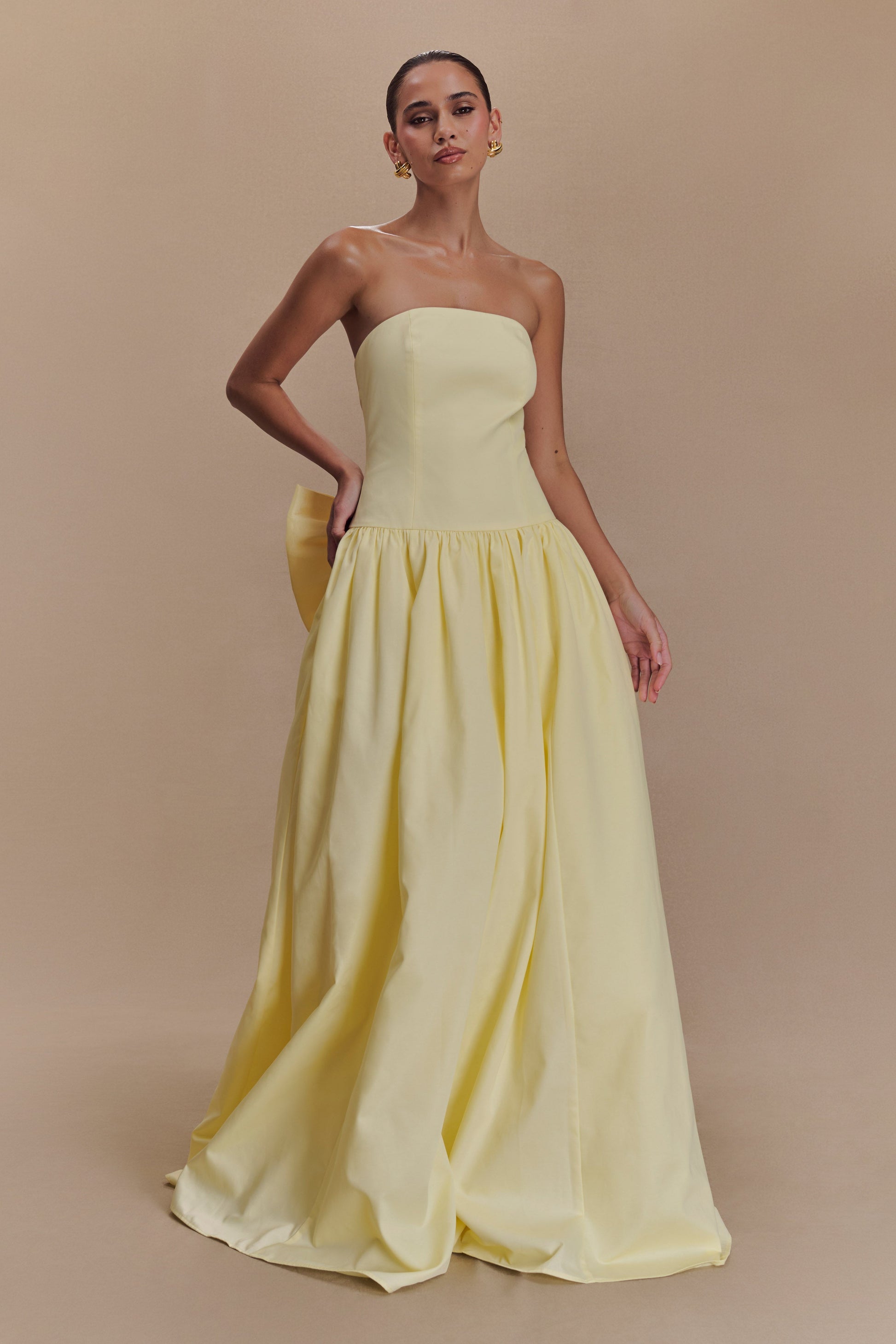 Frances Strapless Bow Maxi Dress - Lemon #4
