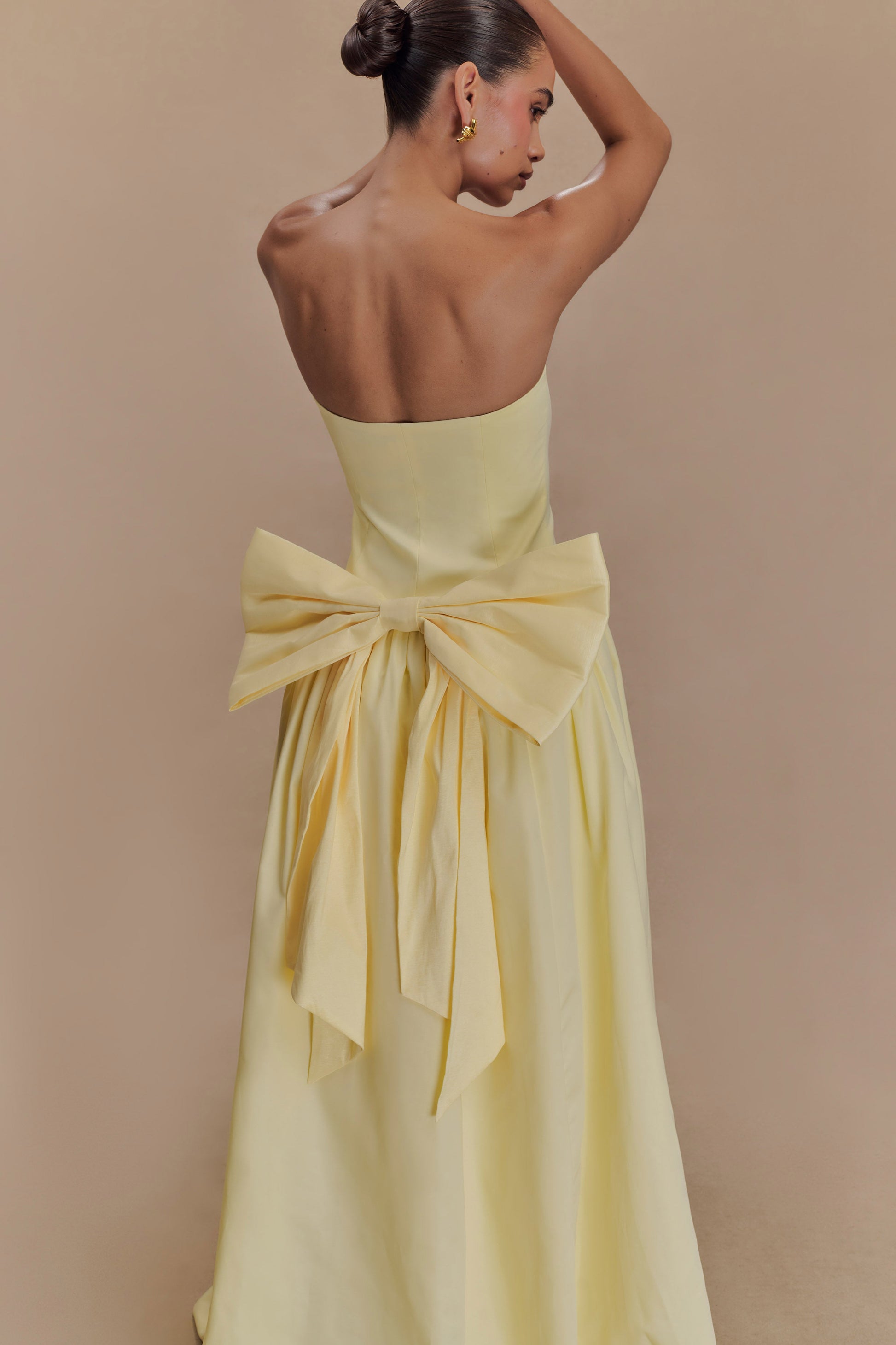 Frances Strapless Bow Maxi Dress - Lemon #5