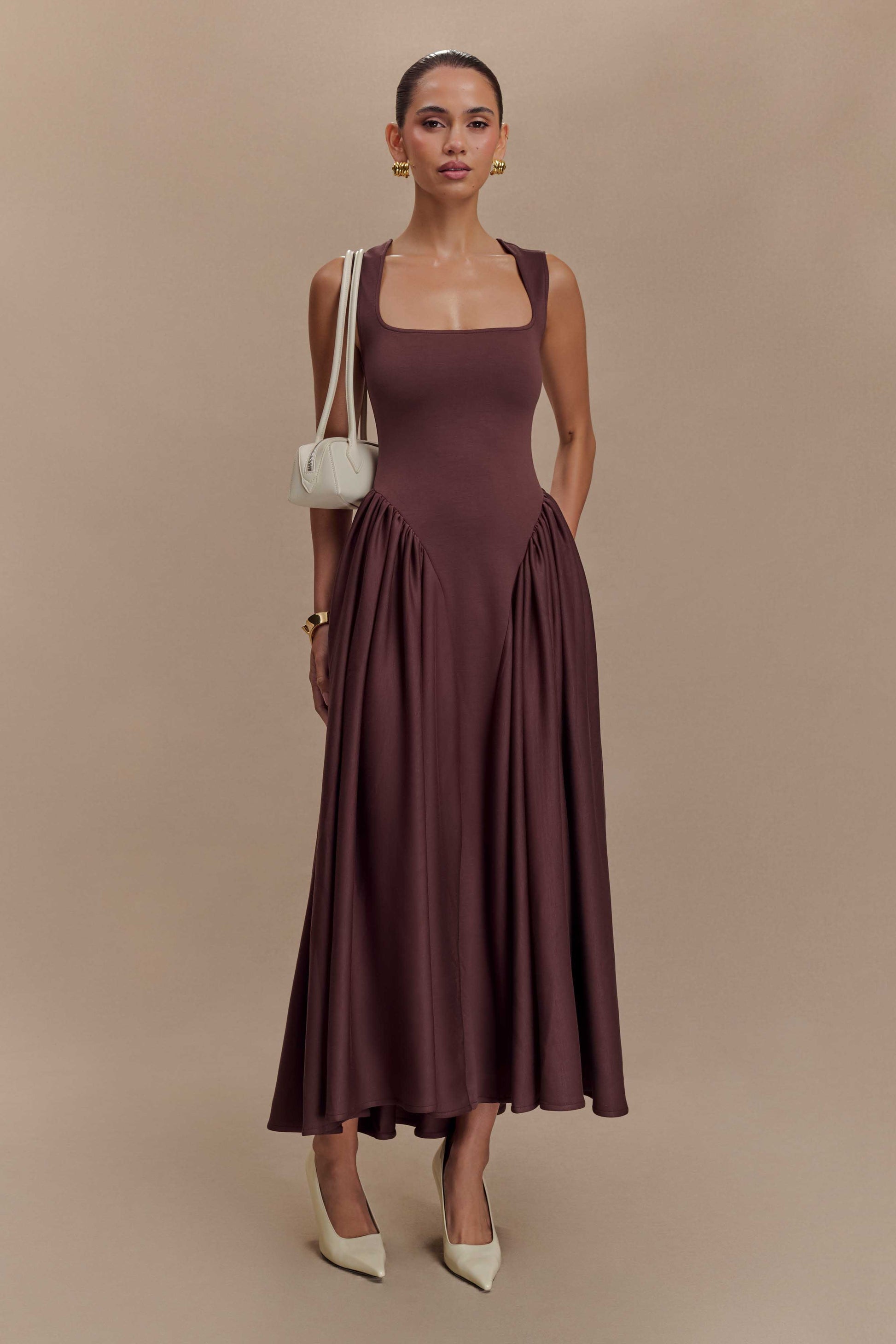 Sharon Scuba Jersey Midi Dress - Cacao Brown #5