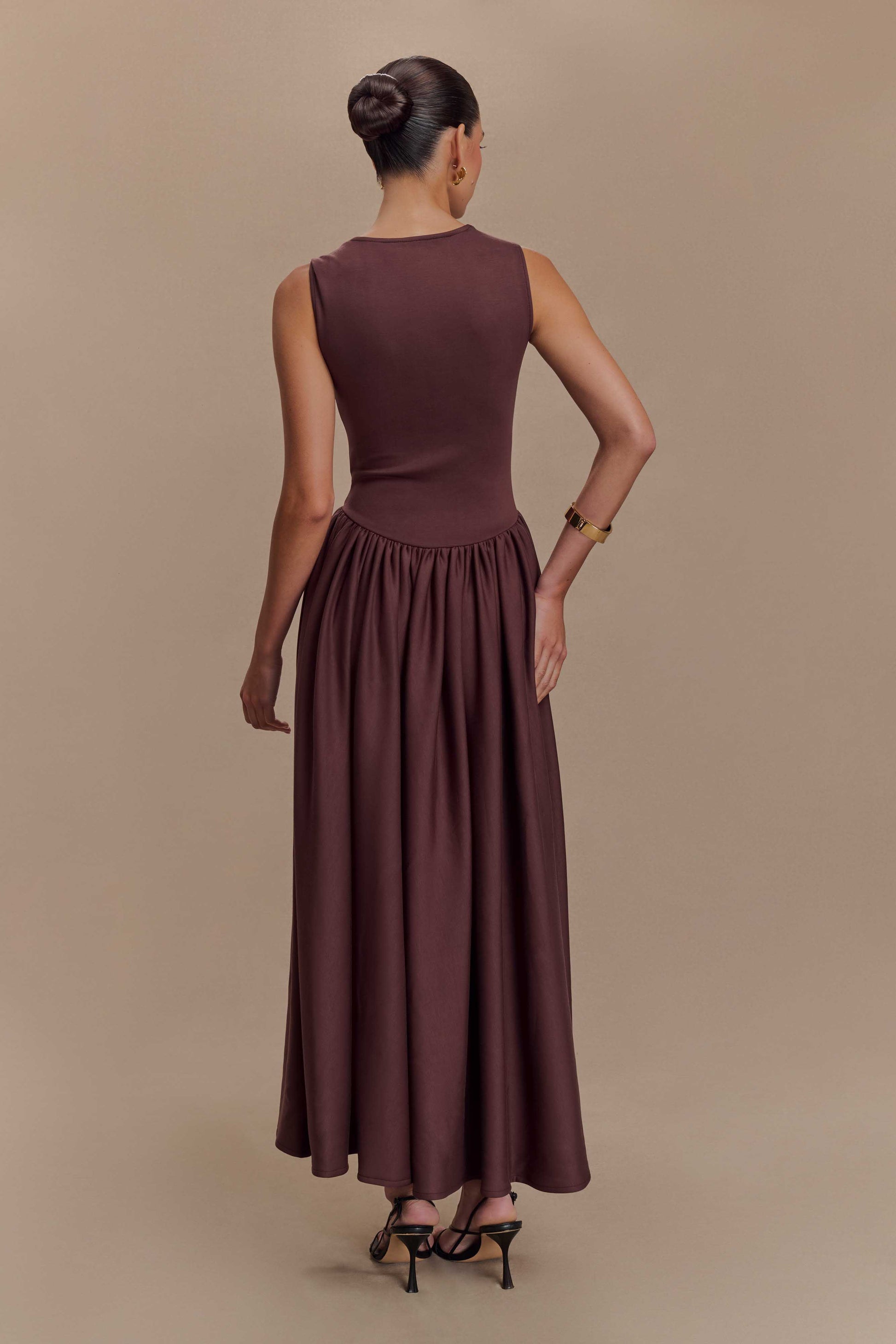 Sharon Scuba Jersey Midi Dress - Cacao Brown #2