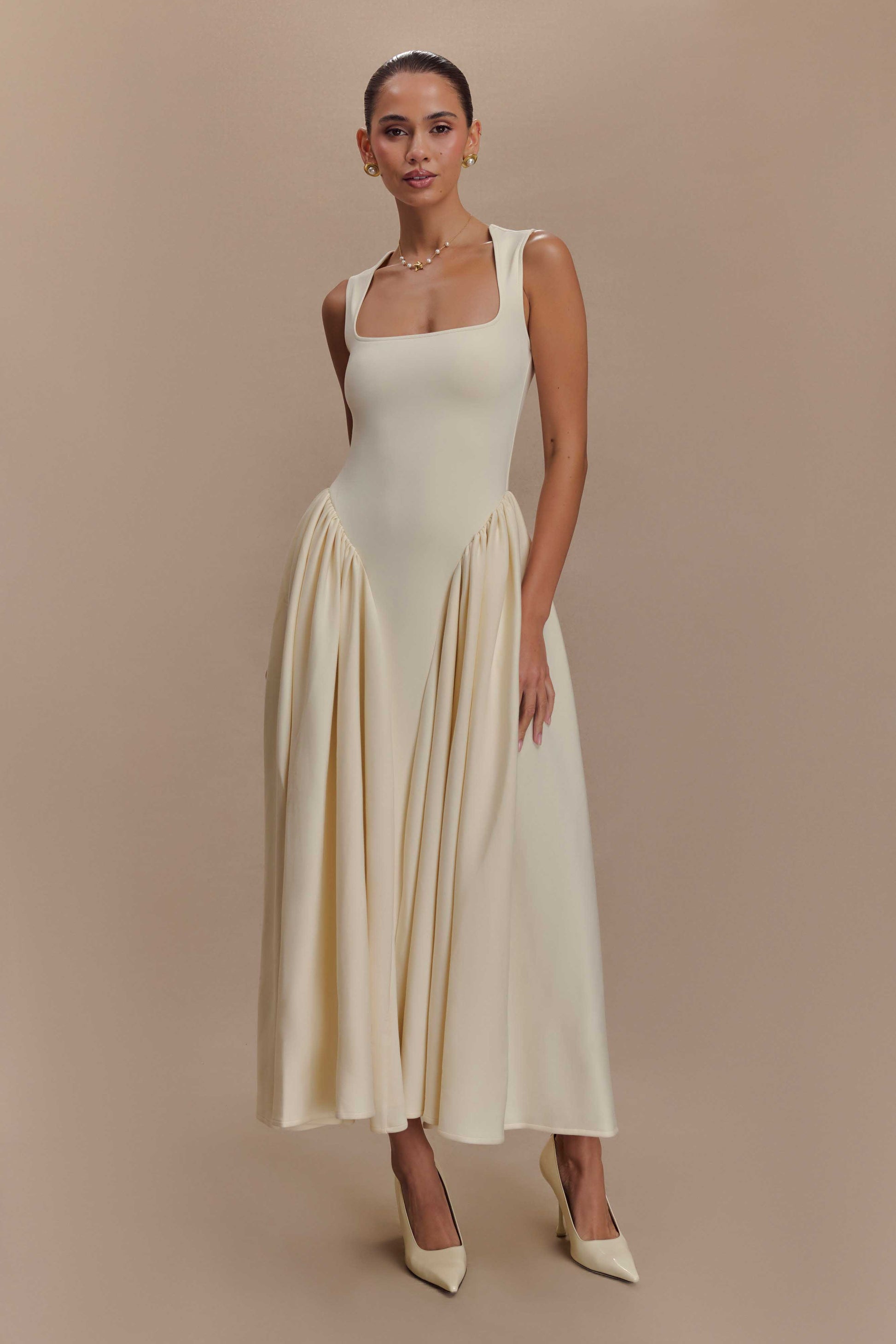 Sharon Scuba Jersey Midi Dress - Ivory #6