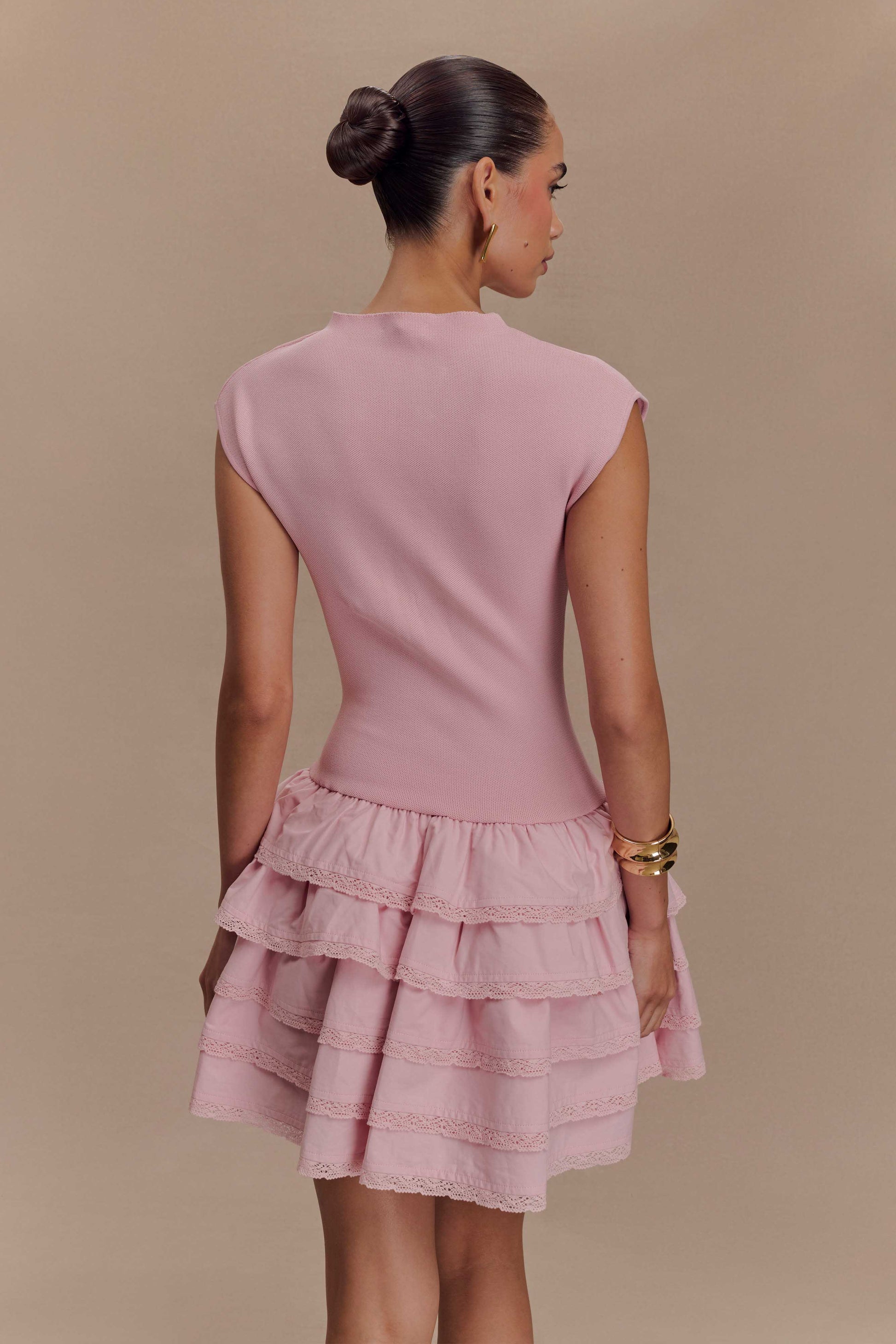 Maeve Ruffle Knit Mini Dress - Dusty Pink #2