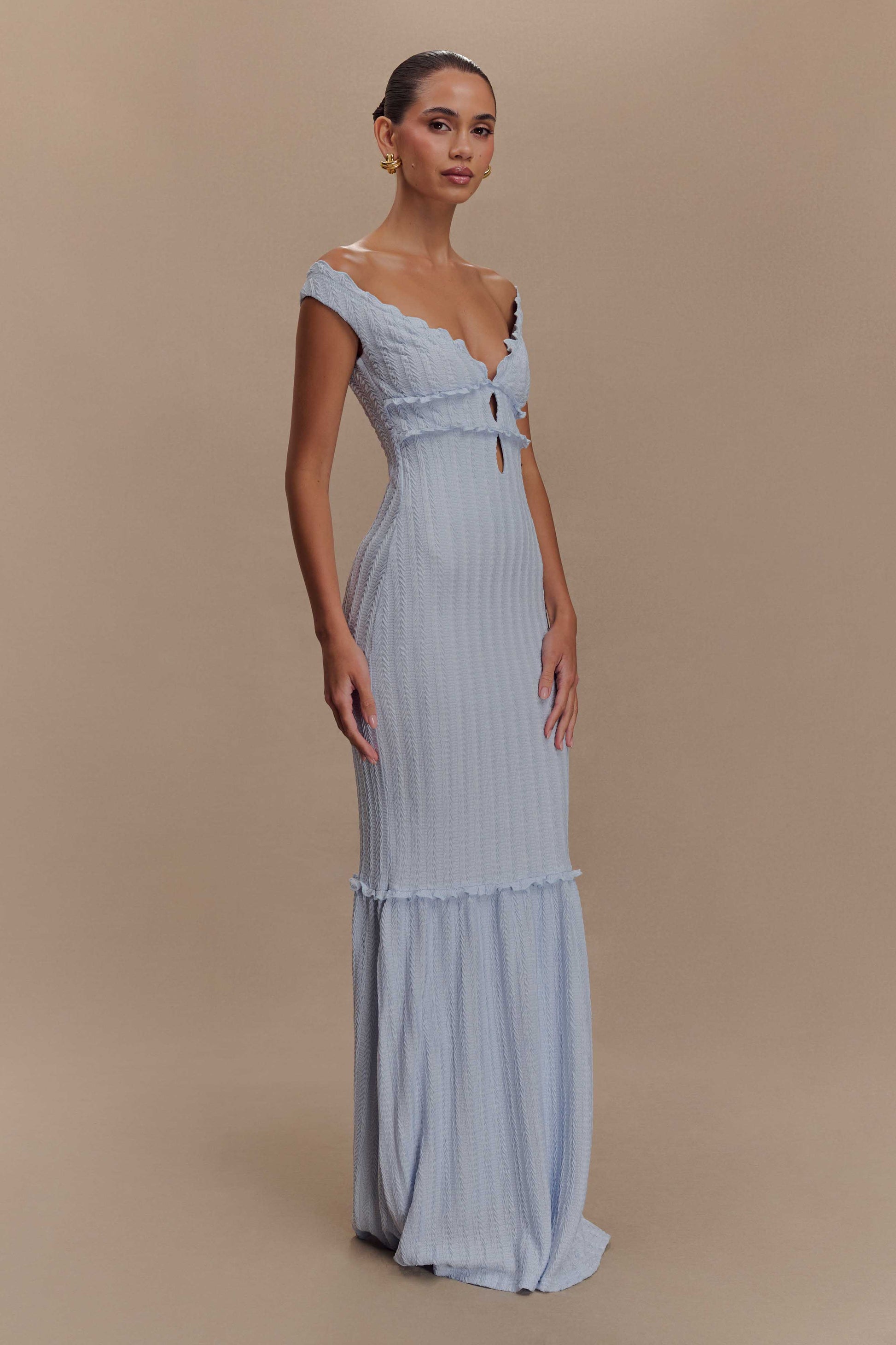 Natalie Off Shoulder Maxi Dress - Sky Blue #4