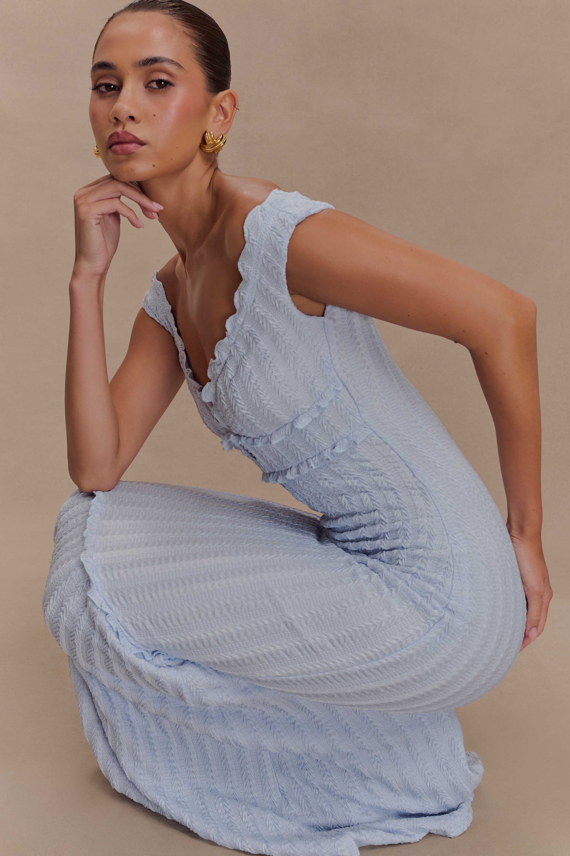 Natalie Off Shoulder Maxi Dress - Sky Blue #3