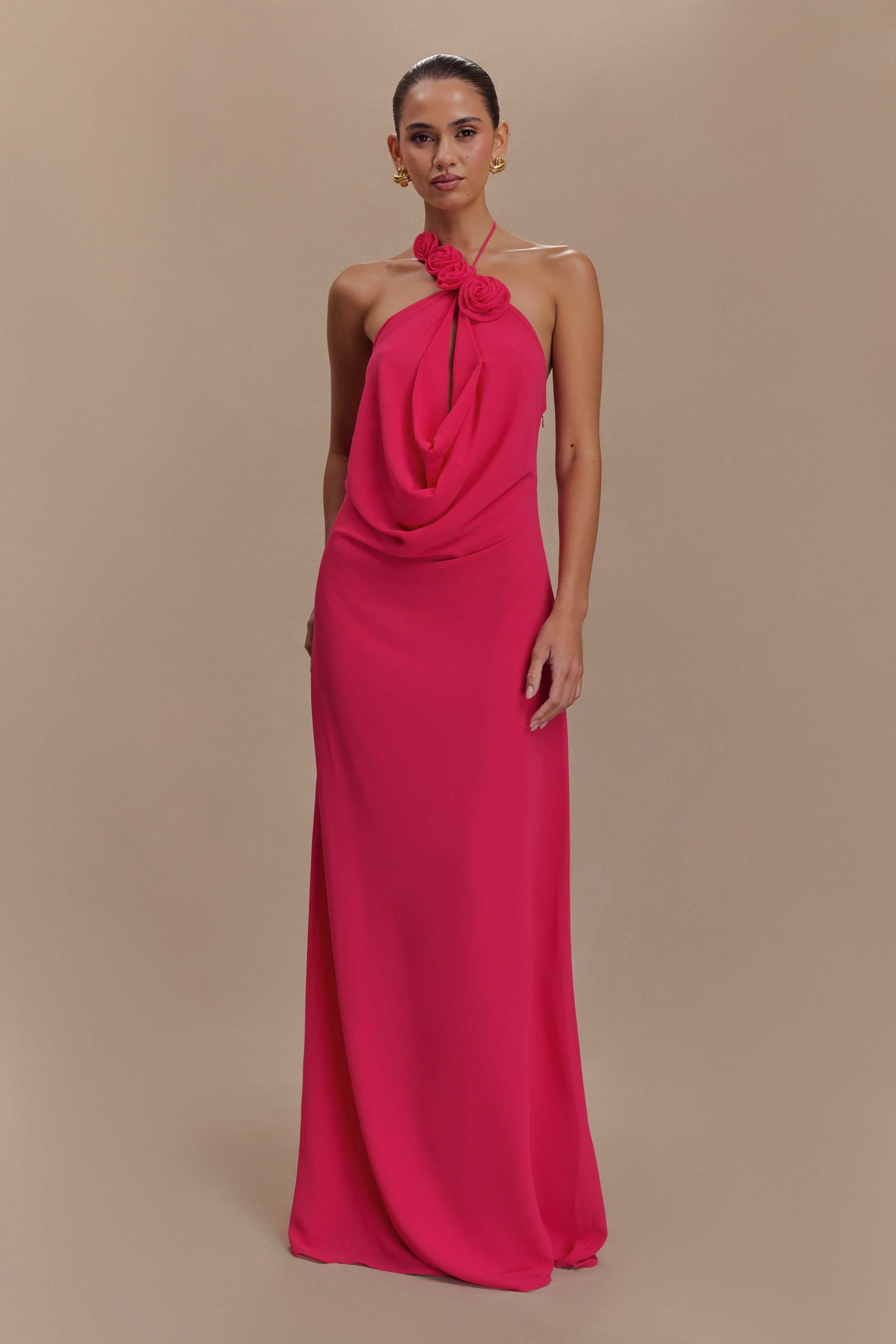 Rosalia Cowl Neck Maxi Dress - Raspberry #5