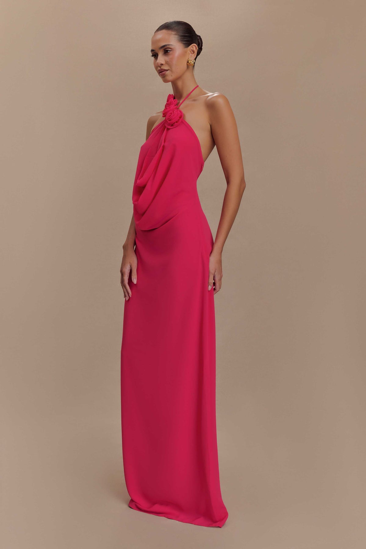 Rosalia Cowl Neck Maxi Dress - Raspberry #4