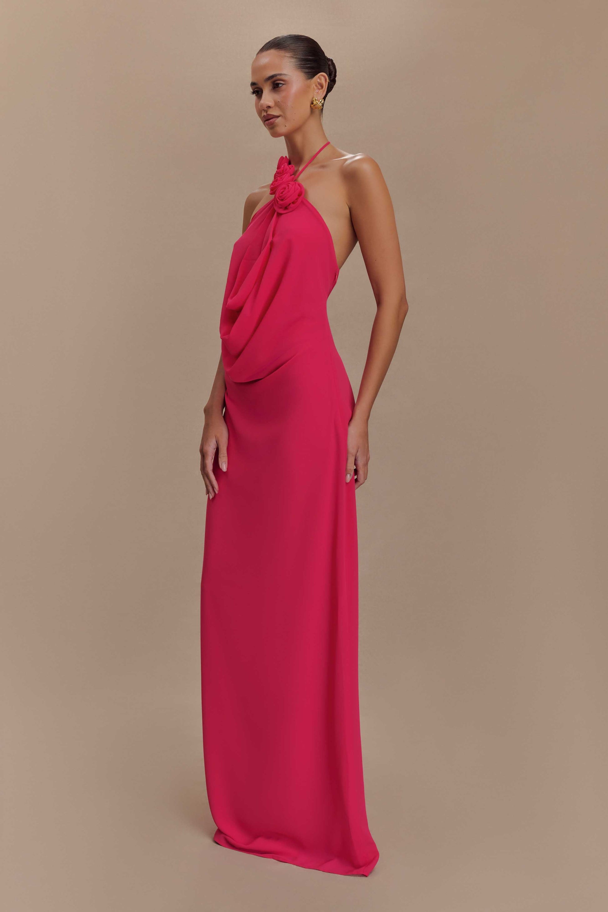 Rosalia Cowl Neck Maxi Dress - Raspberry #4
