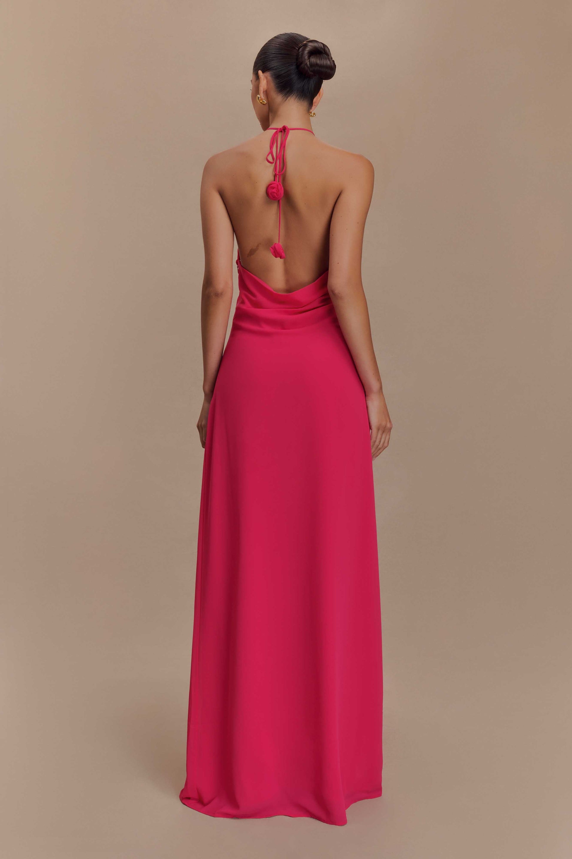Rosalia Cowl Neck Maxi Dress - Raspberry #2