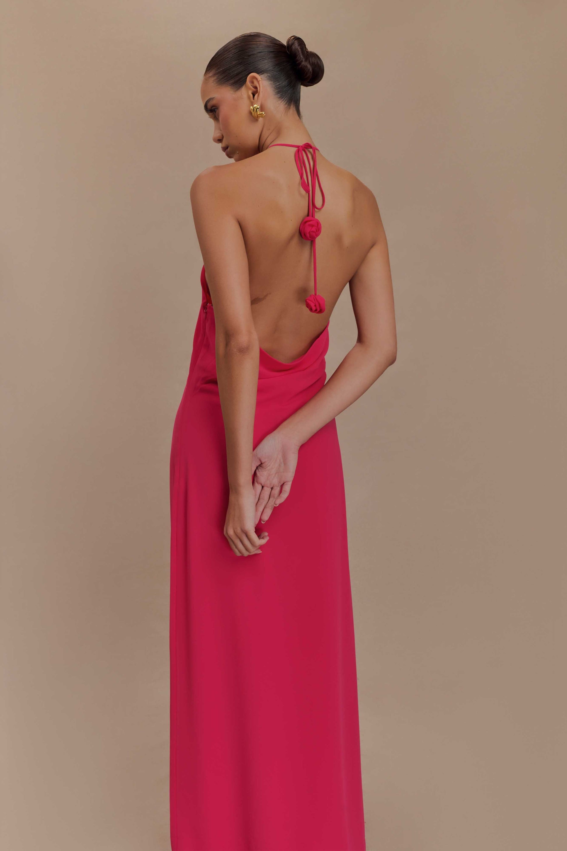 Rosalia Cowl Neck Maxi Dress - Raspberry #6