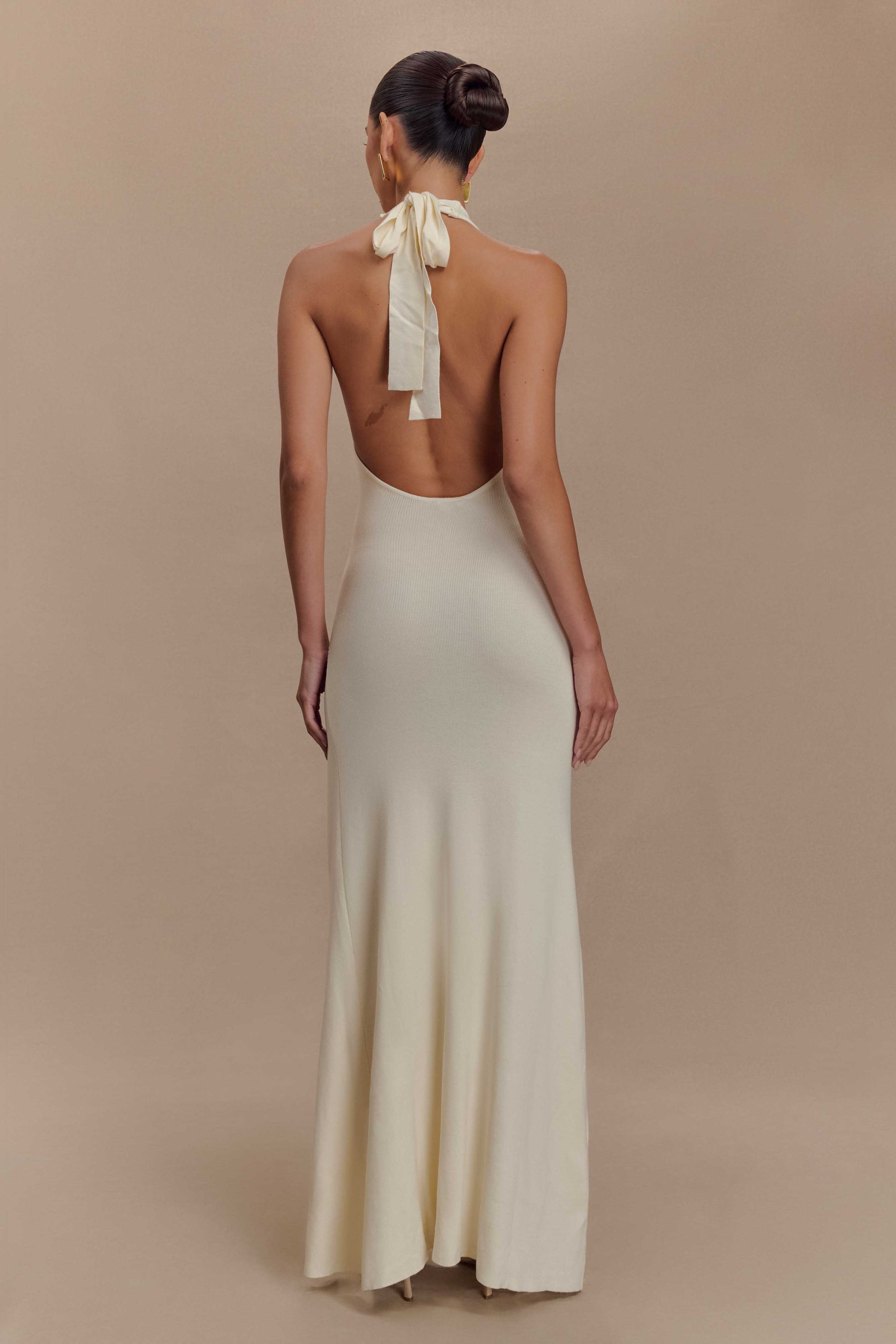 Shiloh Rose Knit Halter Maxi Dress - Ivory #2