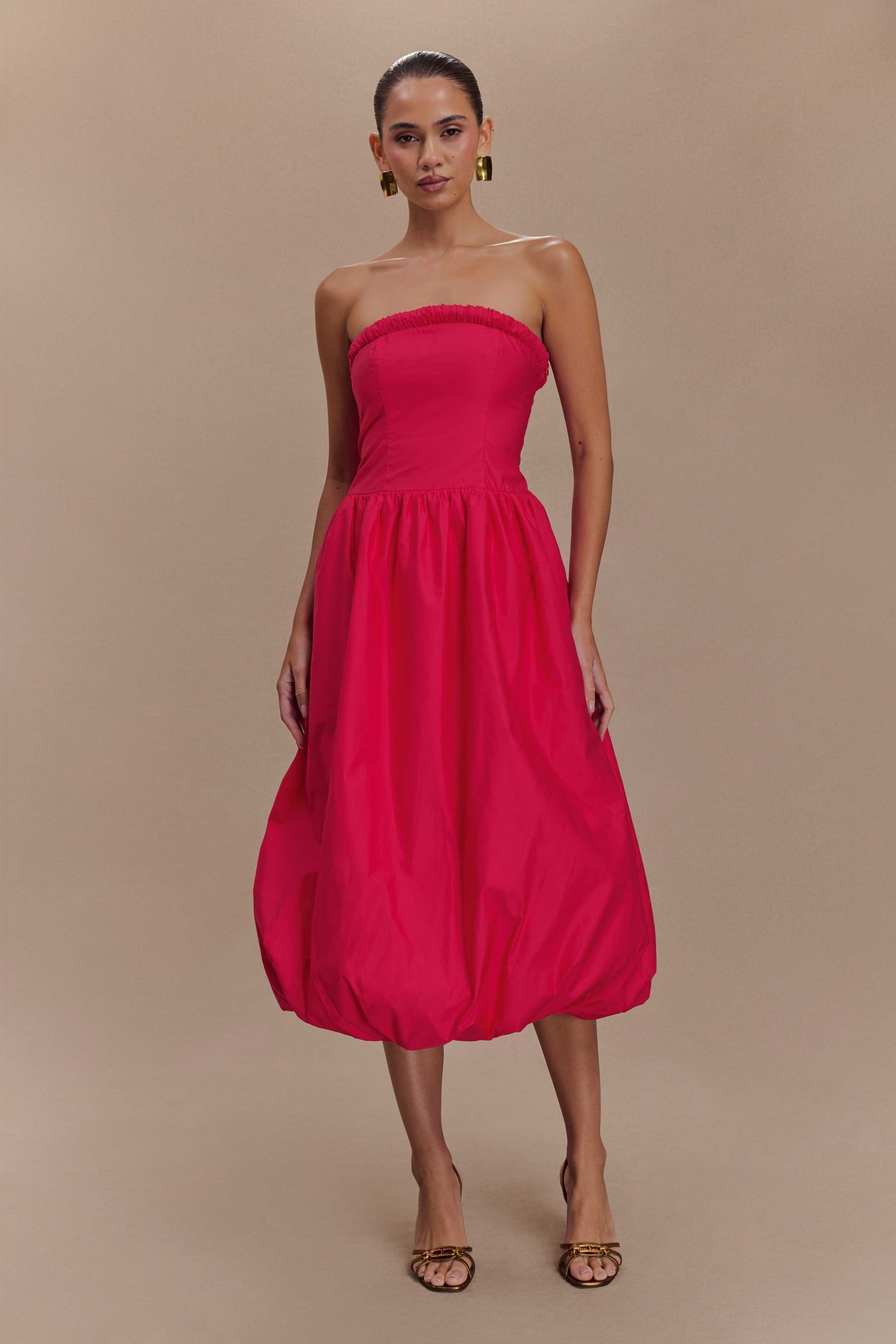 Dulce Puff Midi Dress - Raspberry #5