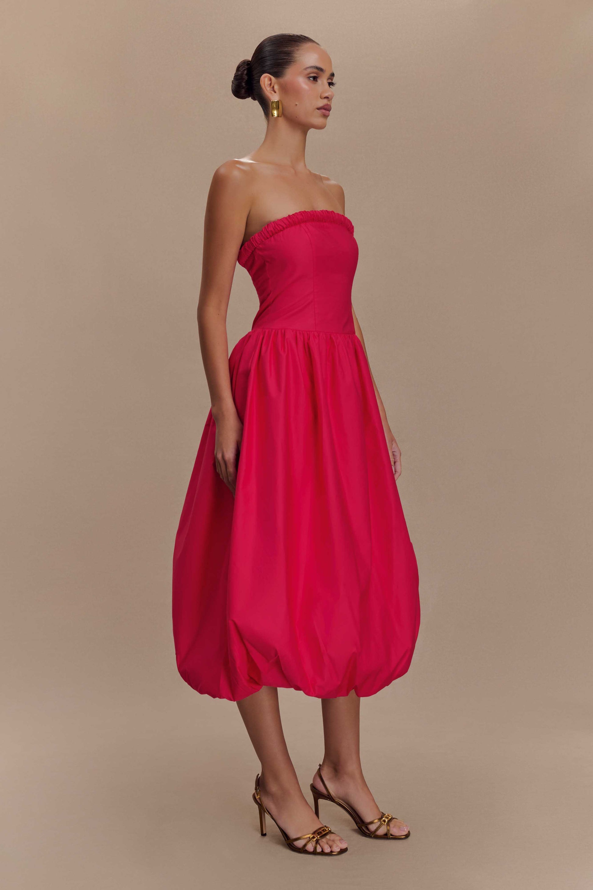Dulce Puff Midi Dress - Raspberry #4