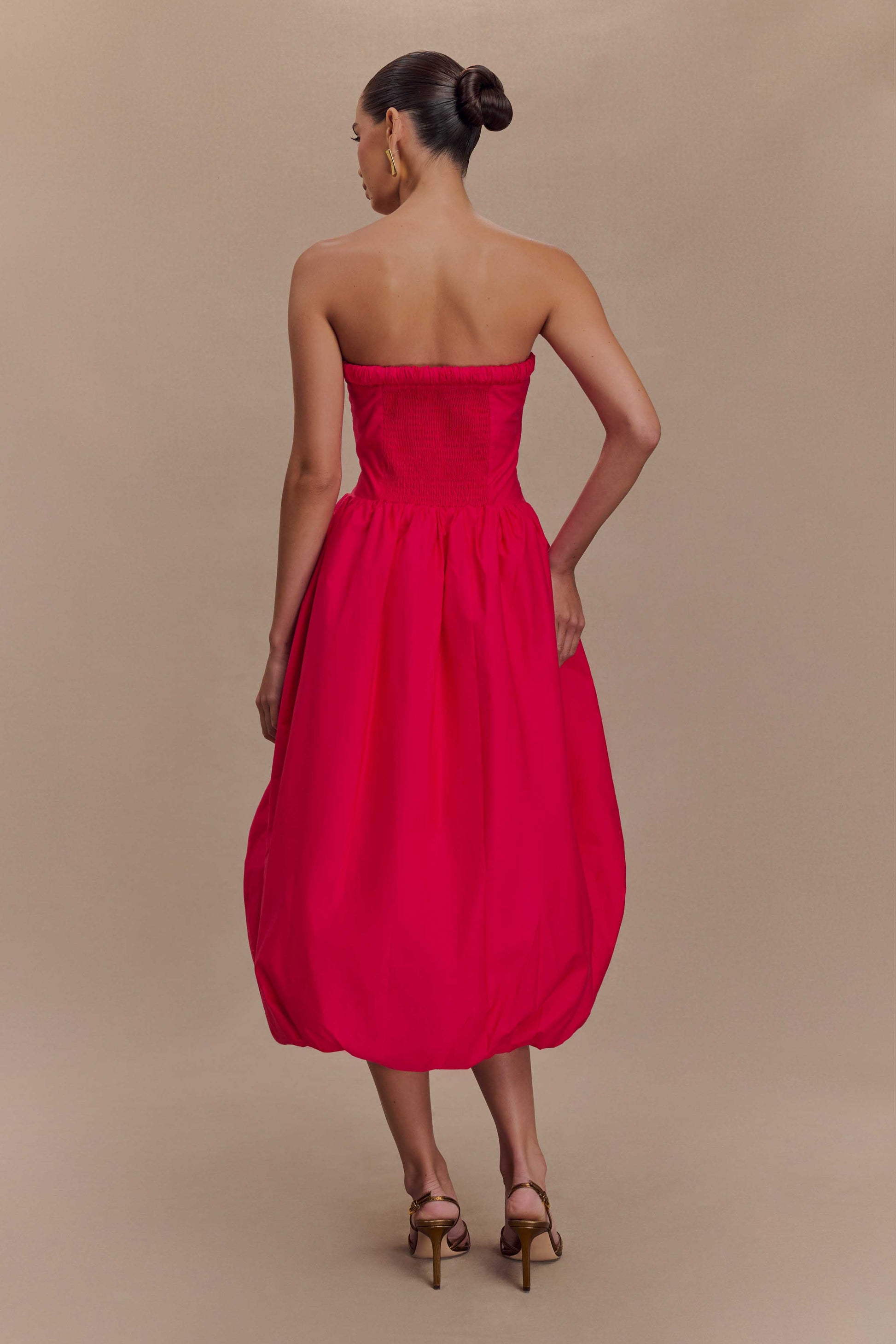 Dulce Puff Midi Dress - Raspberry #2