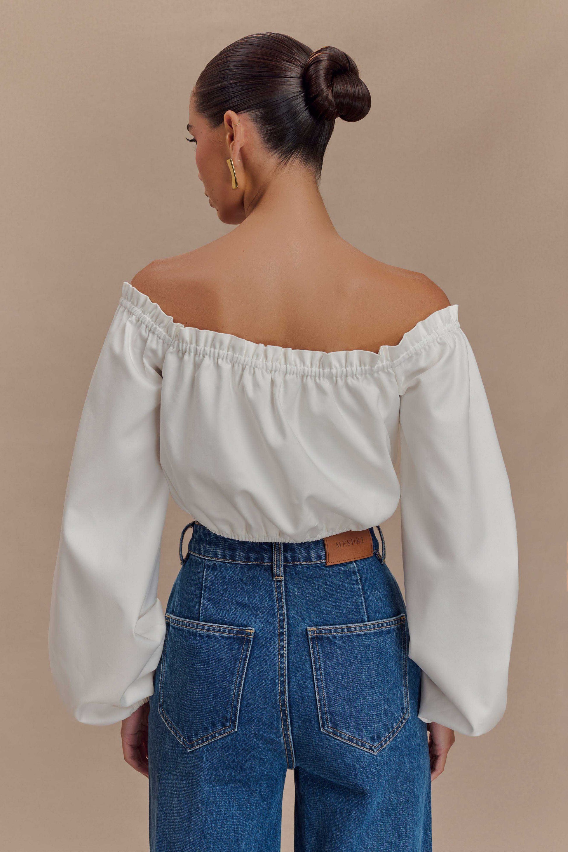 Salome Off Shoulder Crop Top - White #2