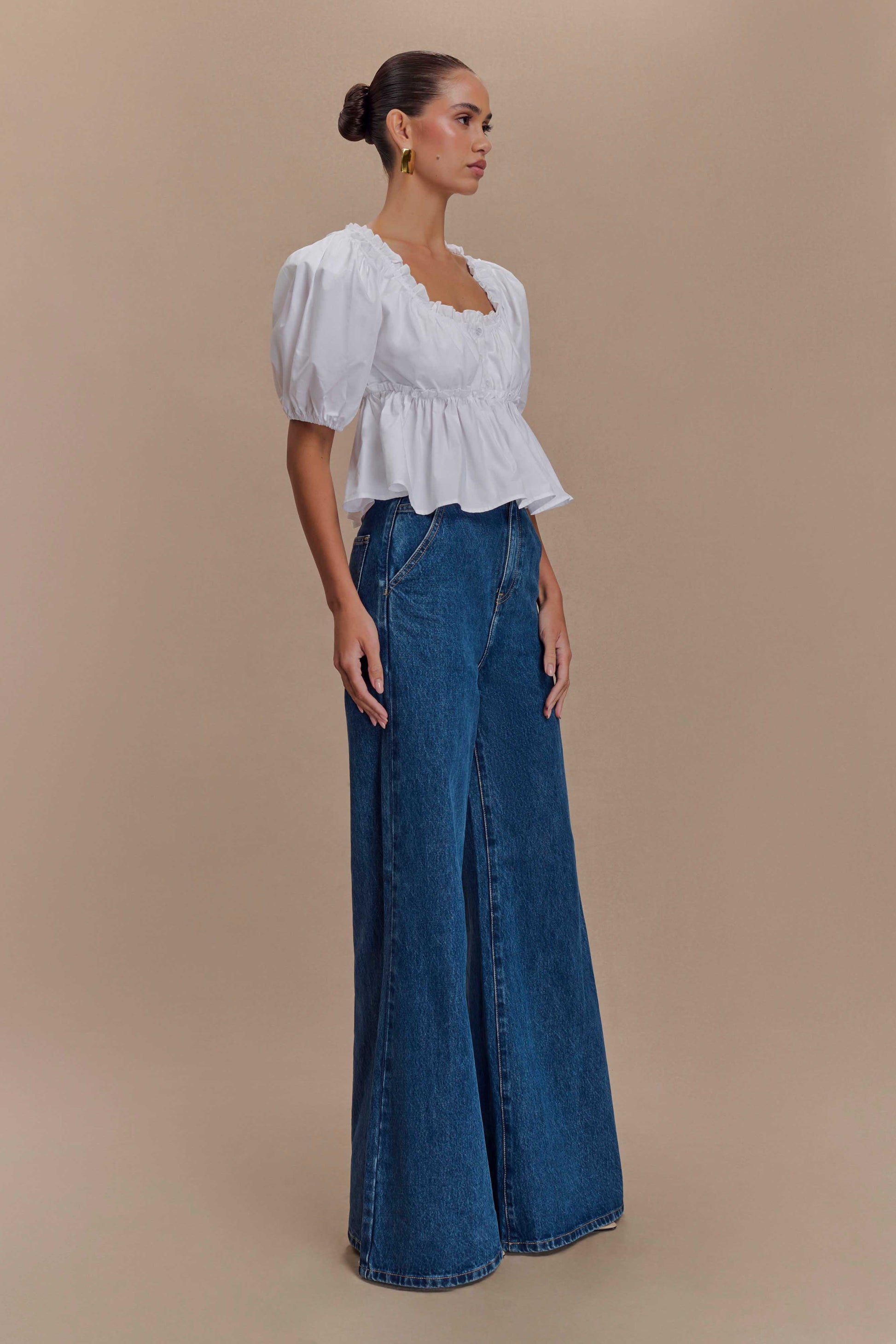 Magdalena Puff Crop Top - White #4