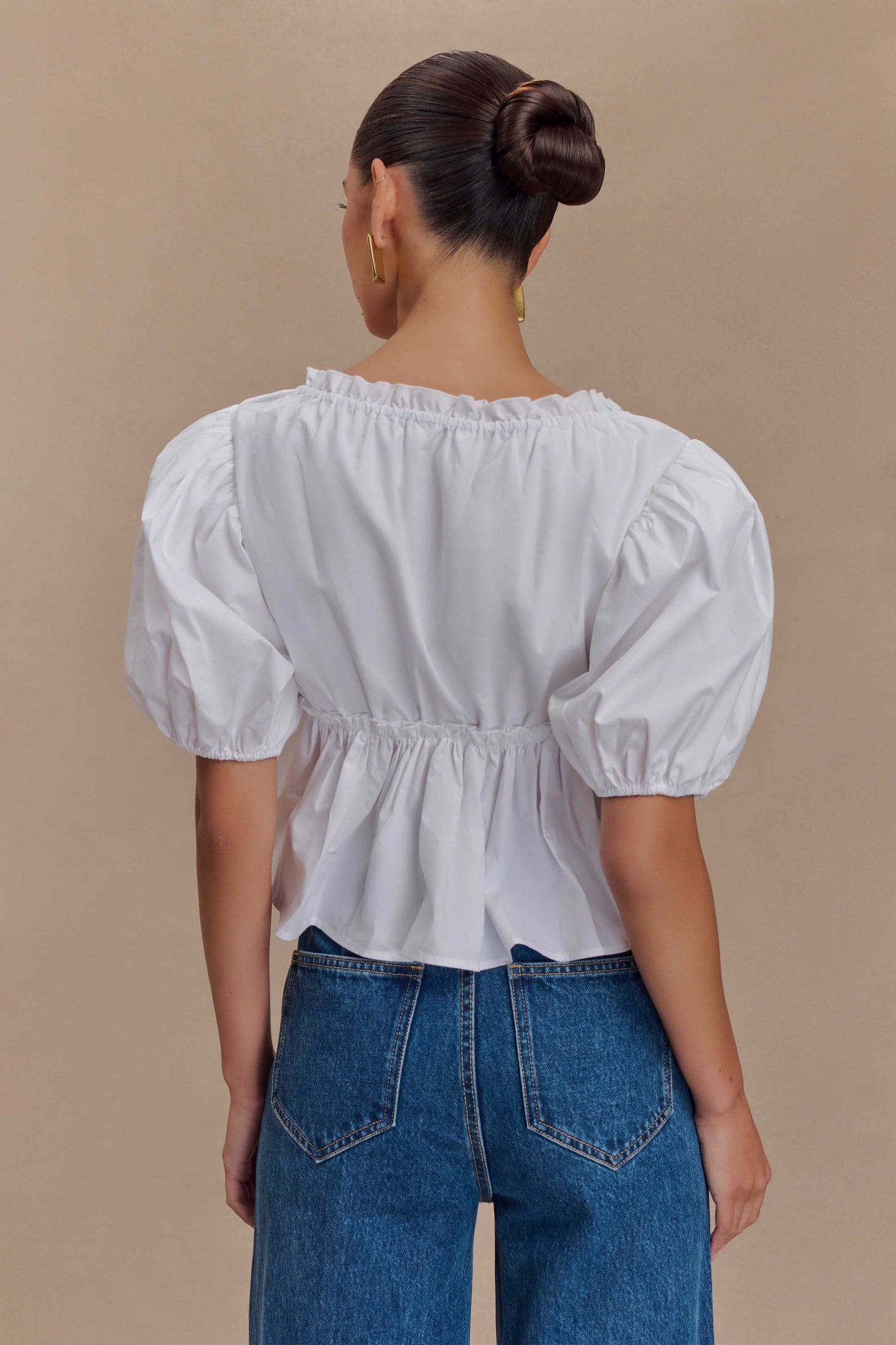 Magdalena Puff Crop Top - White