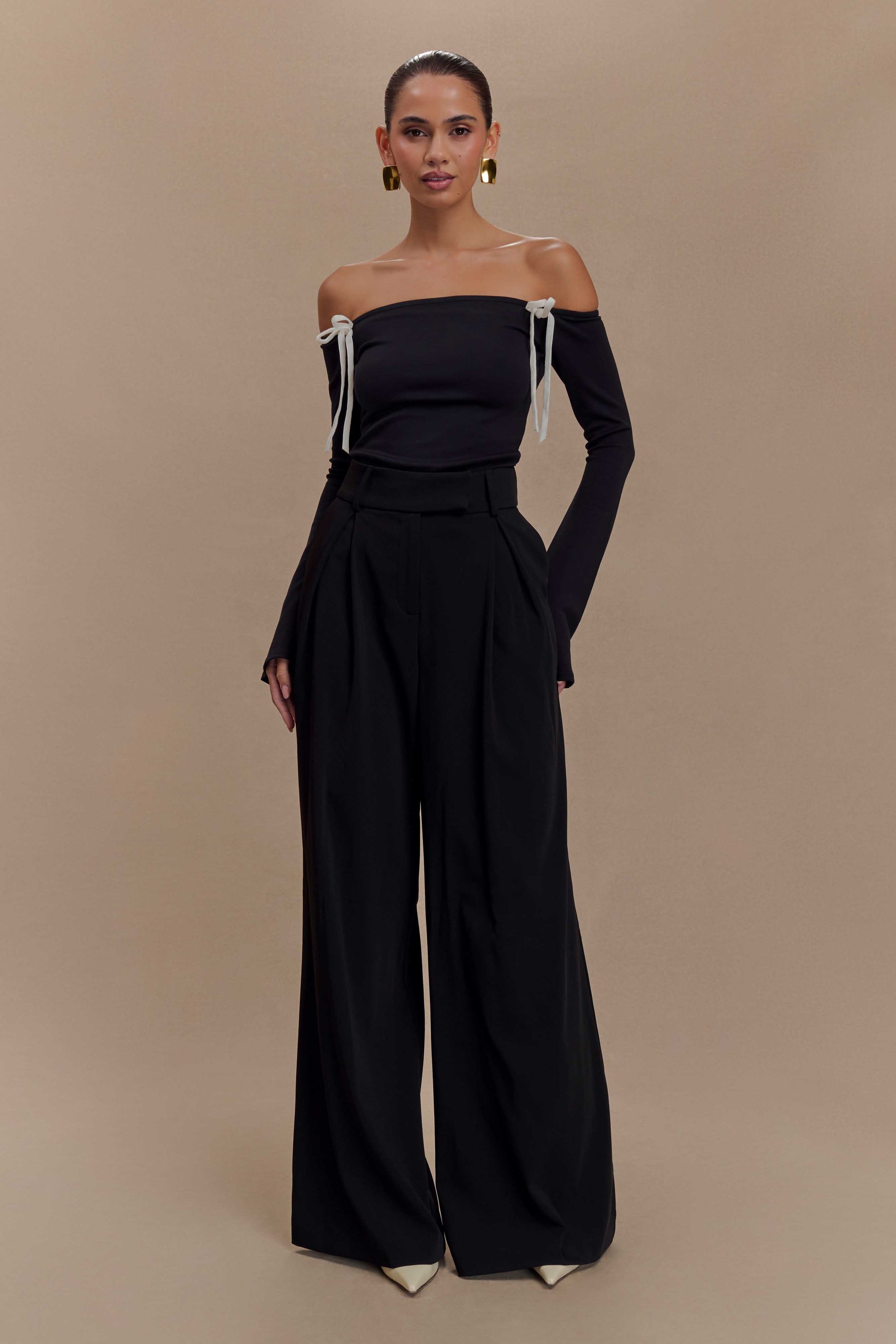 Marlene Scuba Jersey Contrast Top - Black/White #5