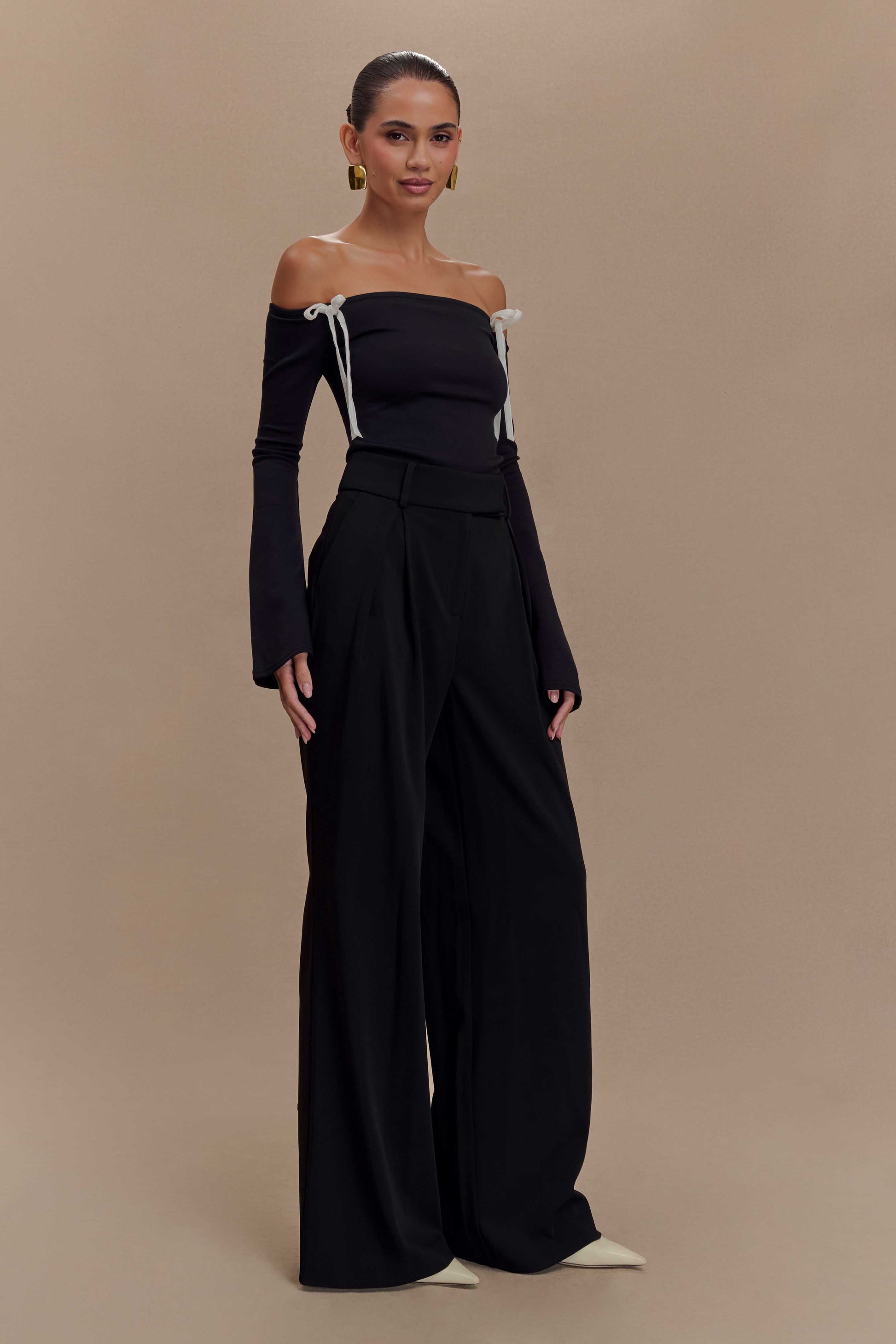 Marlene Scuba Jersey Contrast Top - Black/White #4