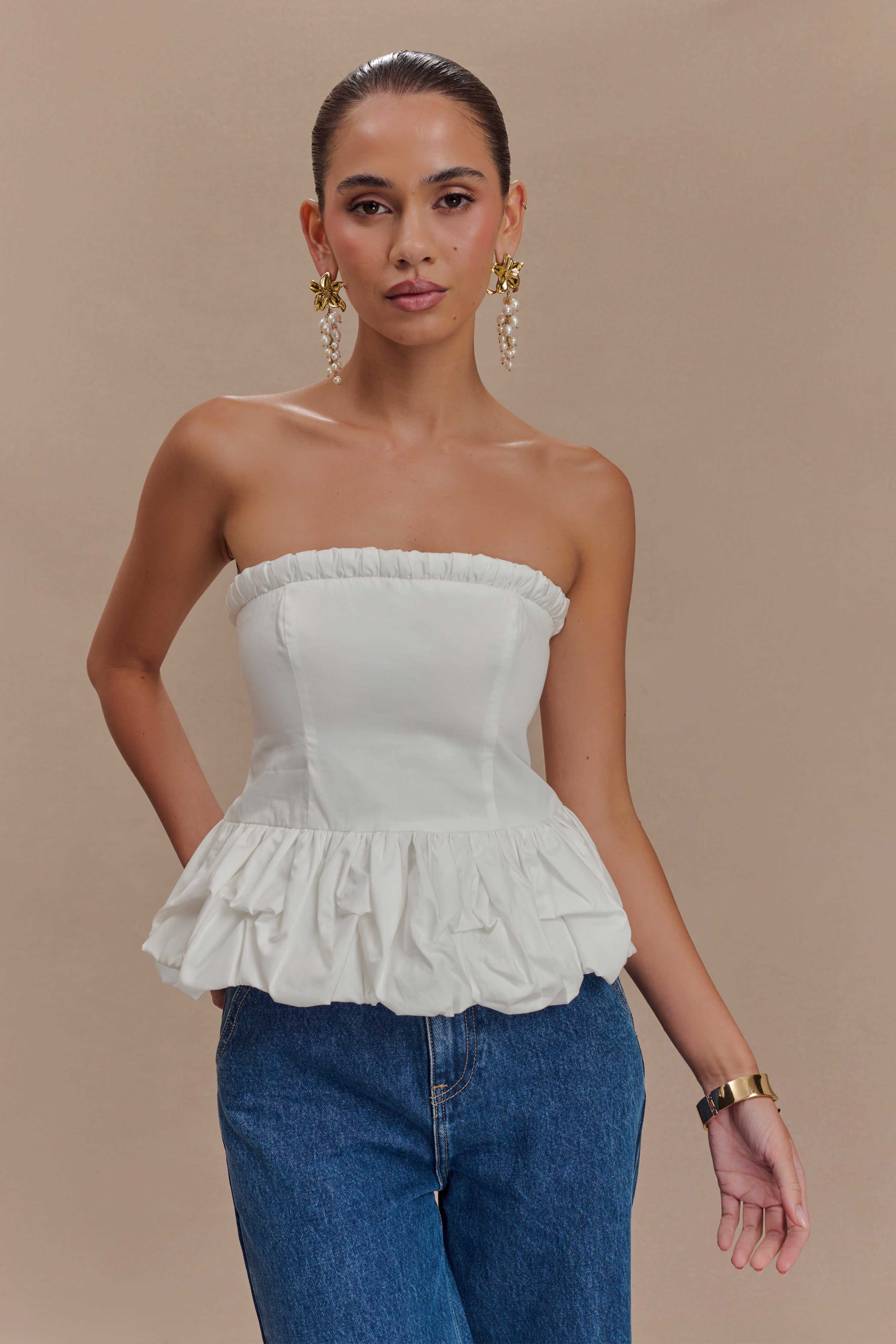 Cora Ruched Strapless Top