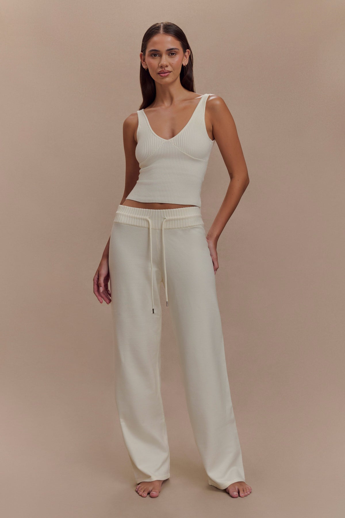 Natalya Ribbed Knit Cami Top - Ivory #5