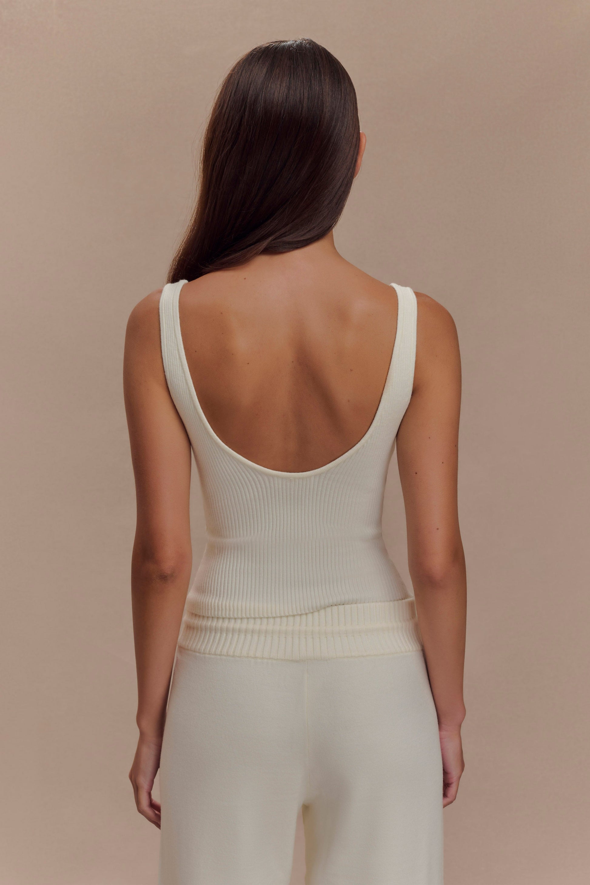 Natalya Ribbed Knit Cami Top - Ivory #2