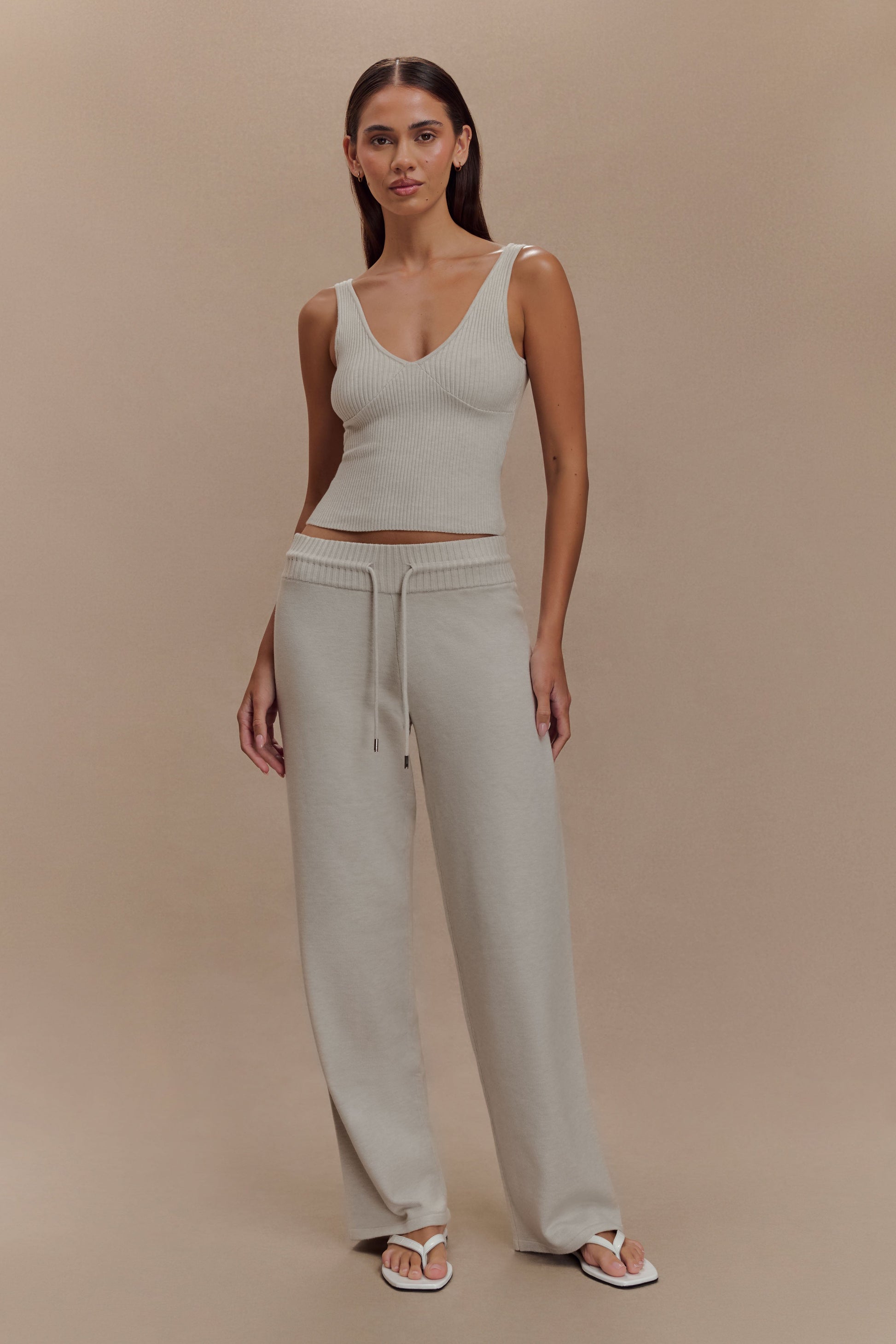 Natalya Ribbed Knit Cami Top - Heather Grey Marle #6