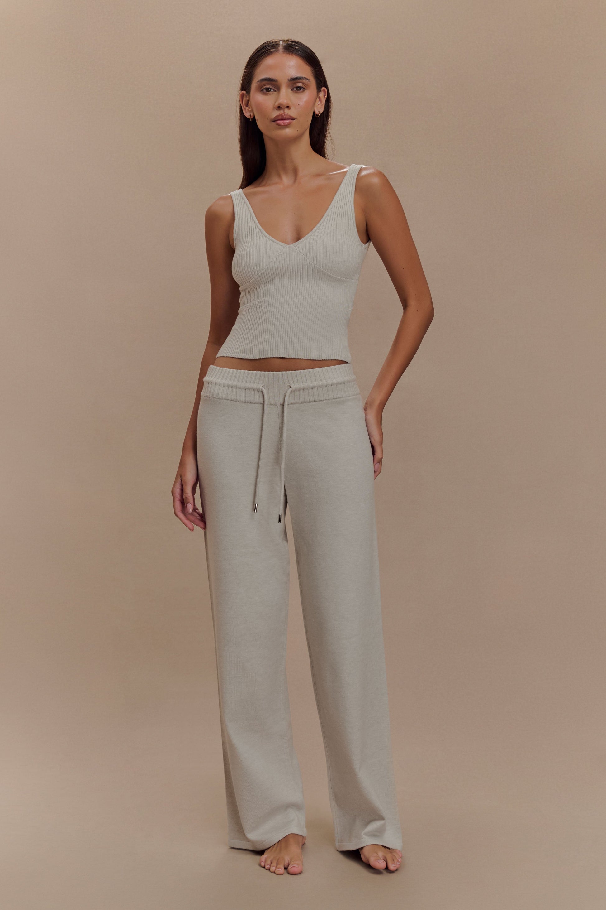 Natalya Knit Wide Leg Pants - Heather Grey Marle #5