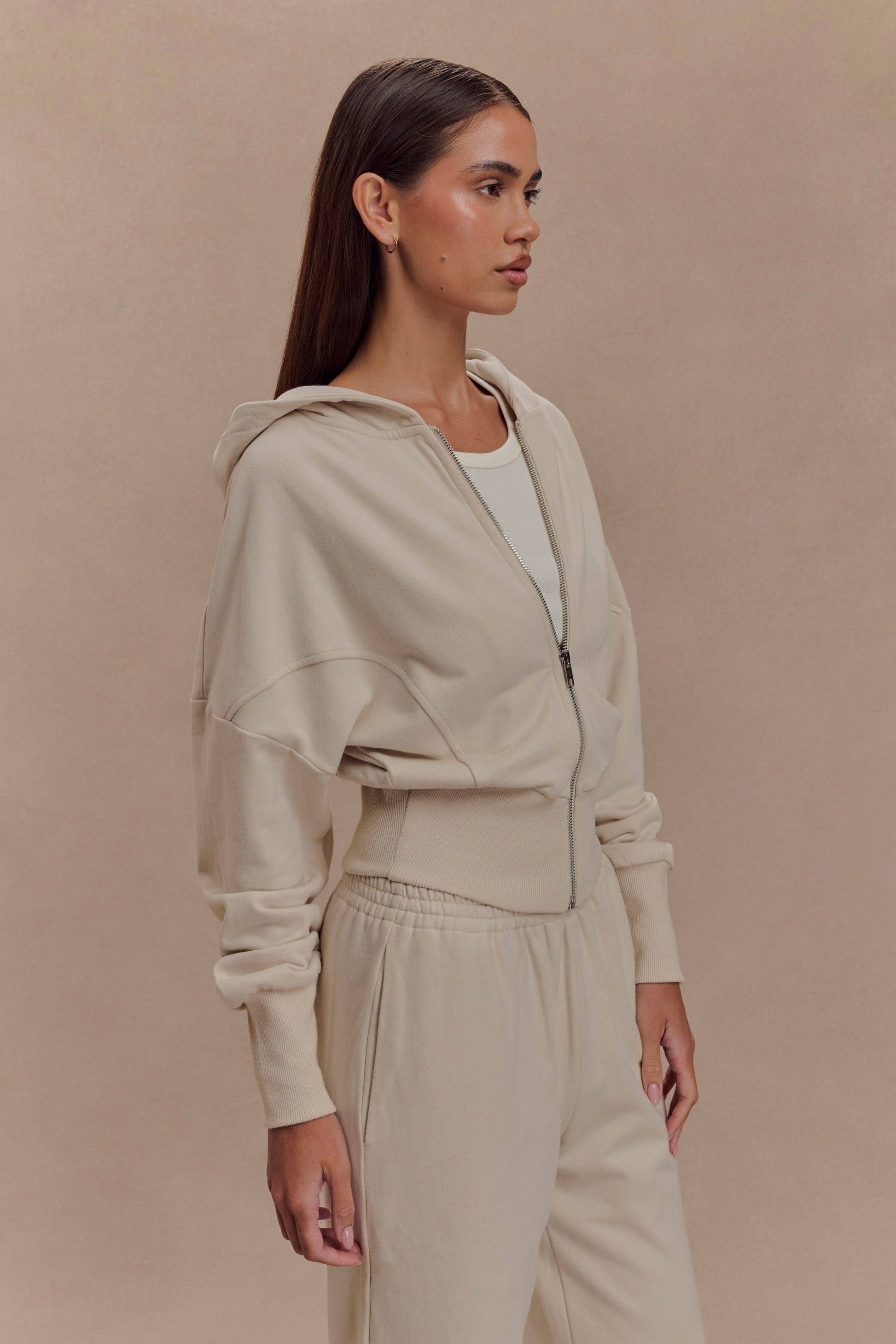 Blake Zip Front Hoodie - Stone #4