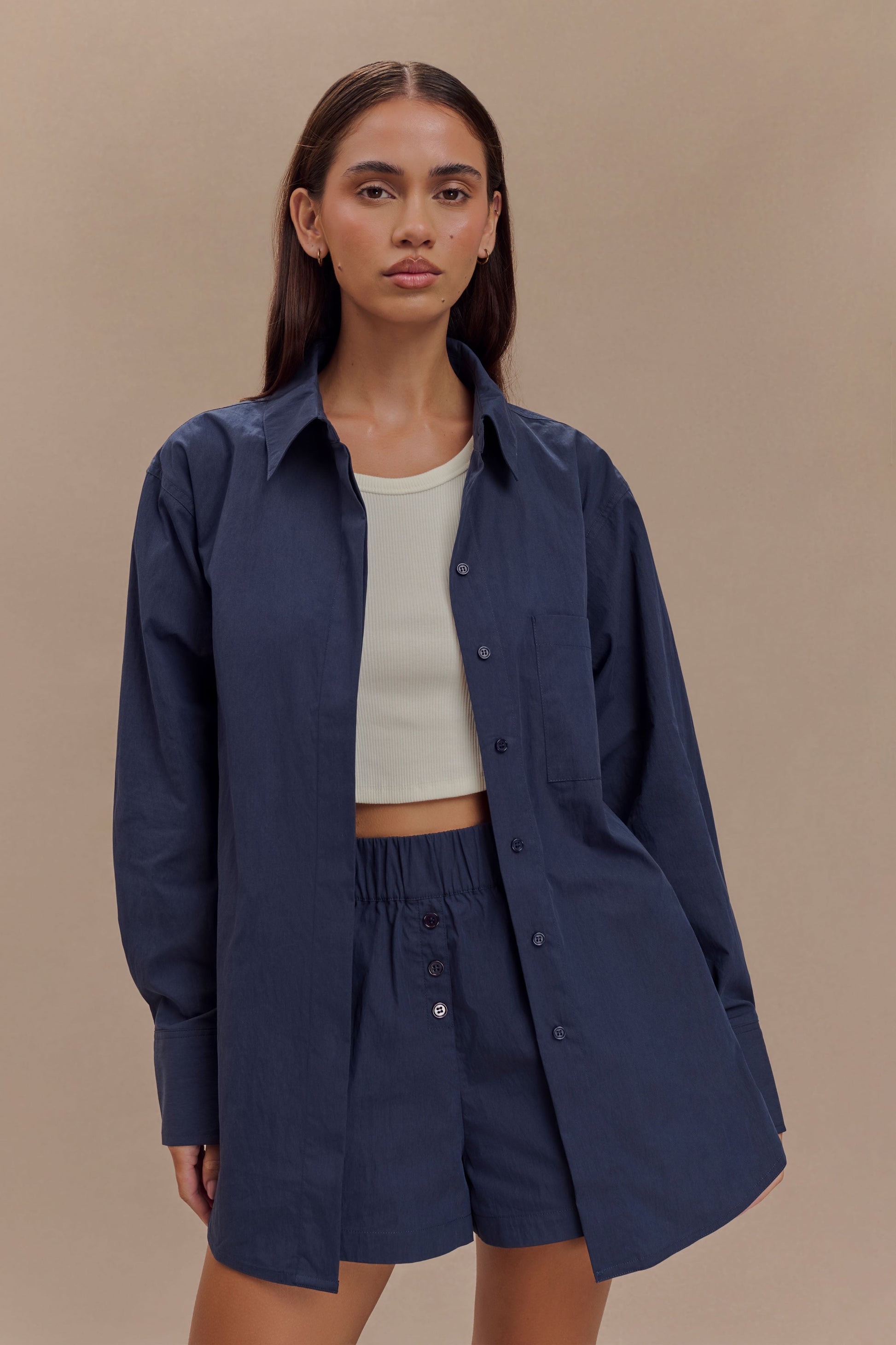 Campbell Cotton Oversized Shirt - Navy #2