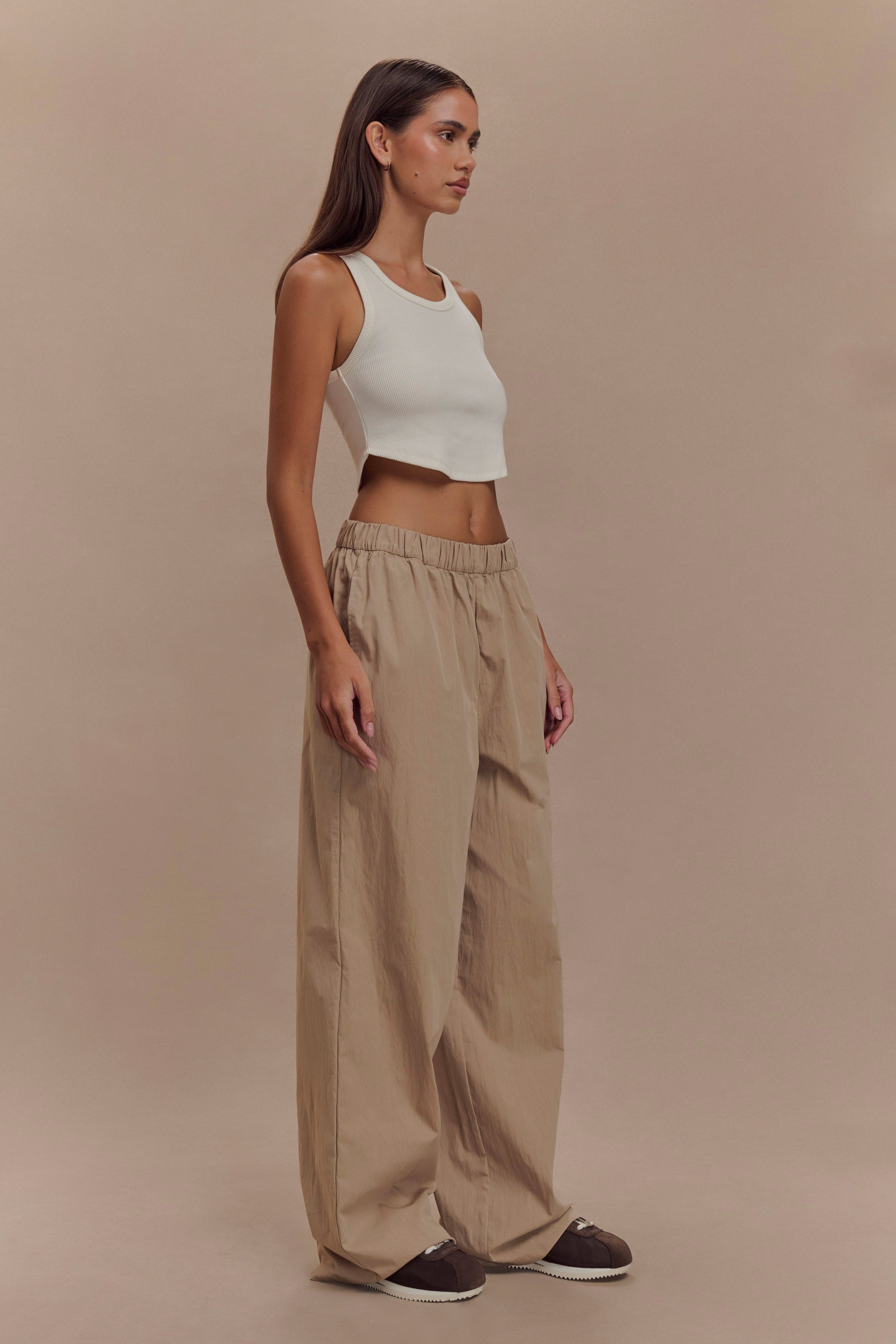 Campbell Cotton Wide Leg Pants - Sand #4
