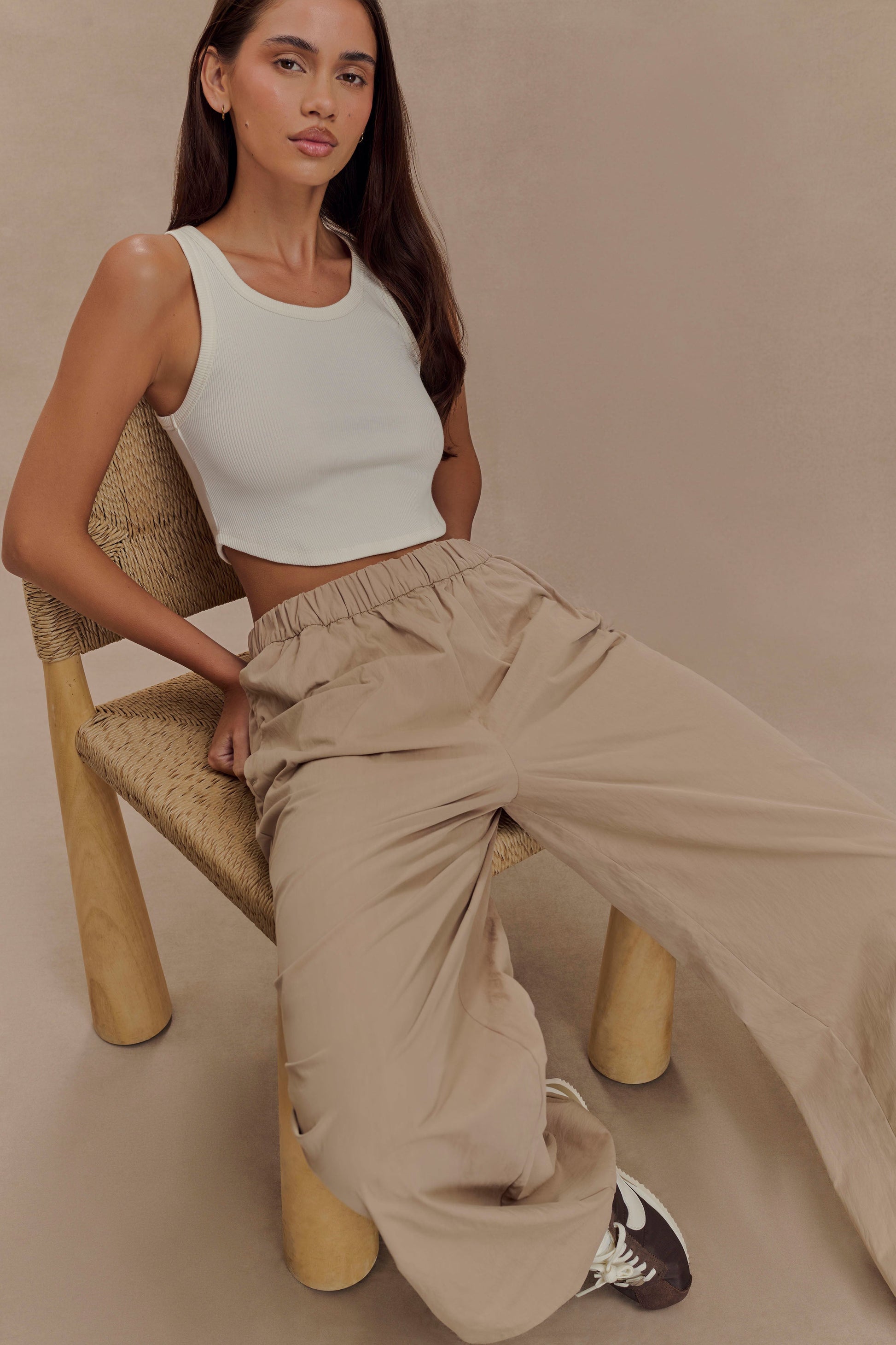 Campbell Cotton Wide Leg Pants - Sand #3