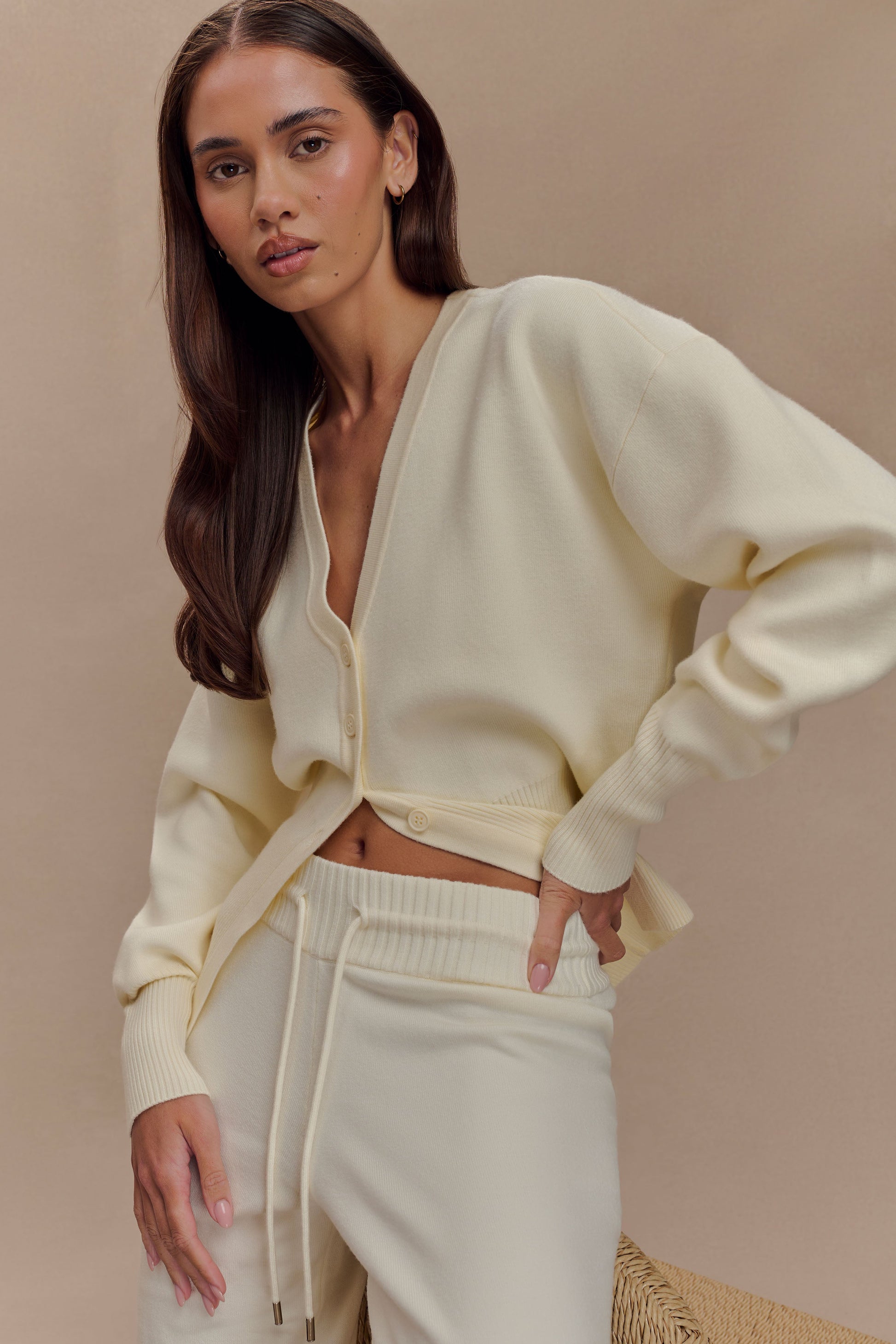 Alexia Buttoned Oversized Cardigan - Ivory #3