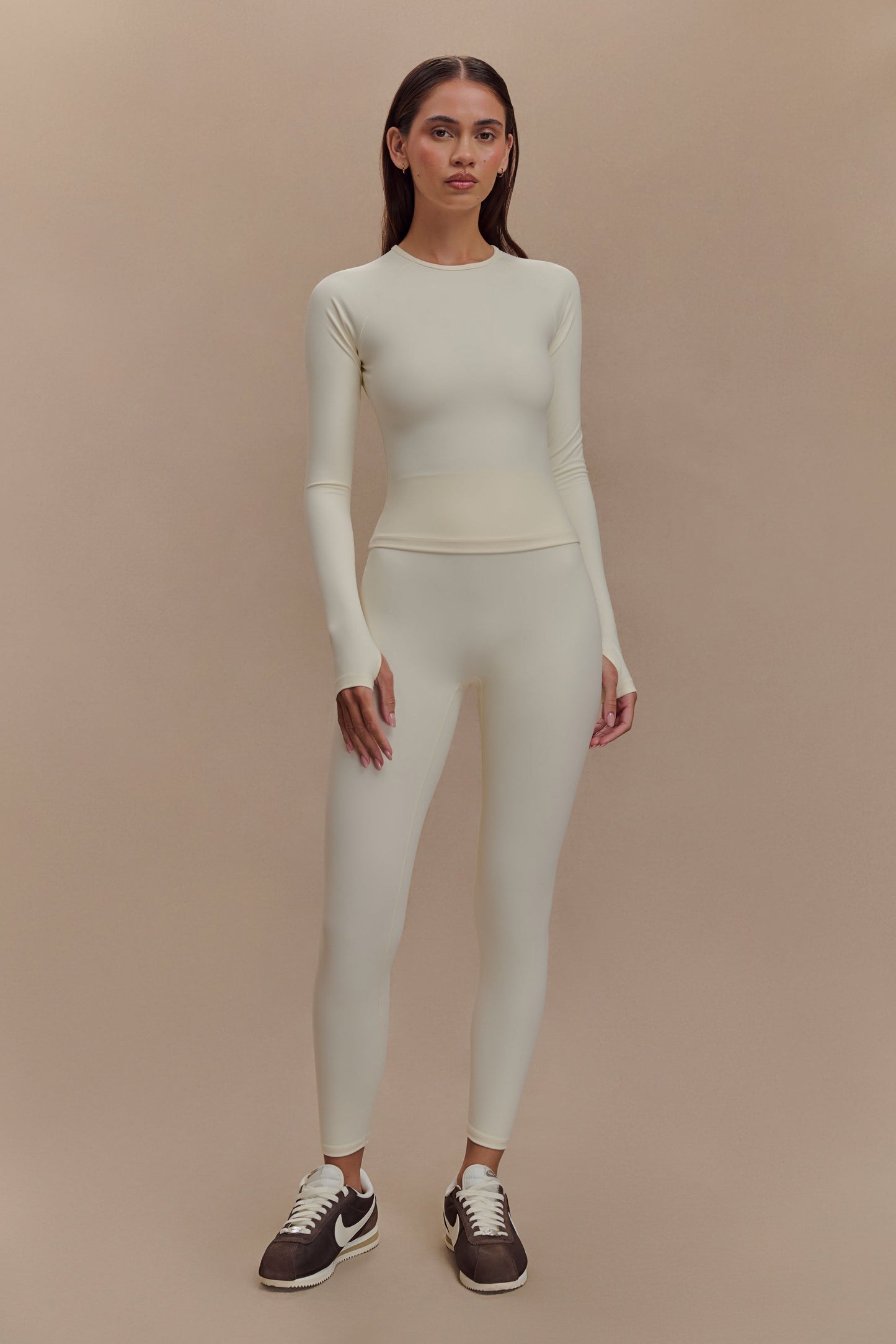 Eliana Long Sleeve Active Top - Ivory