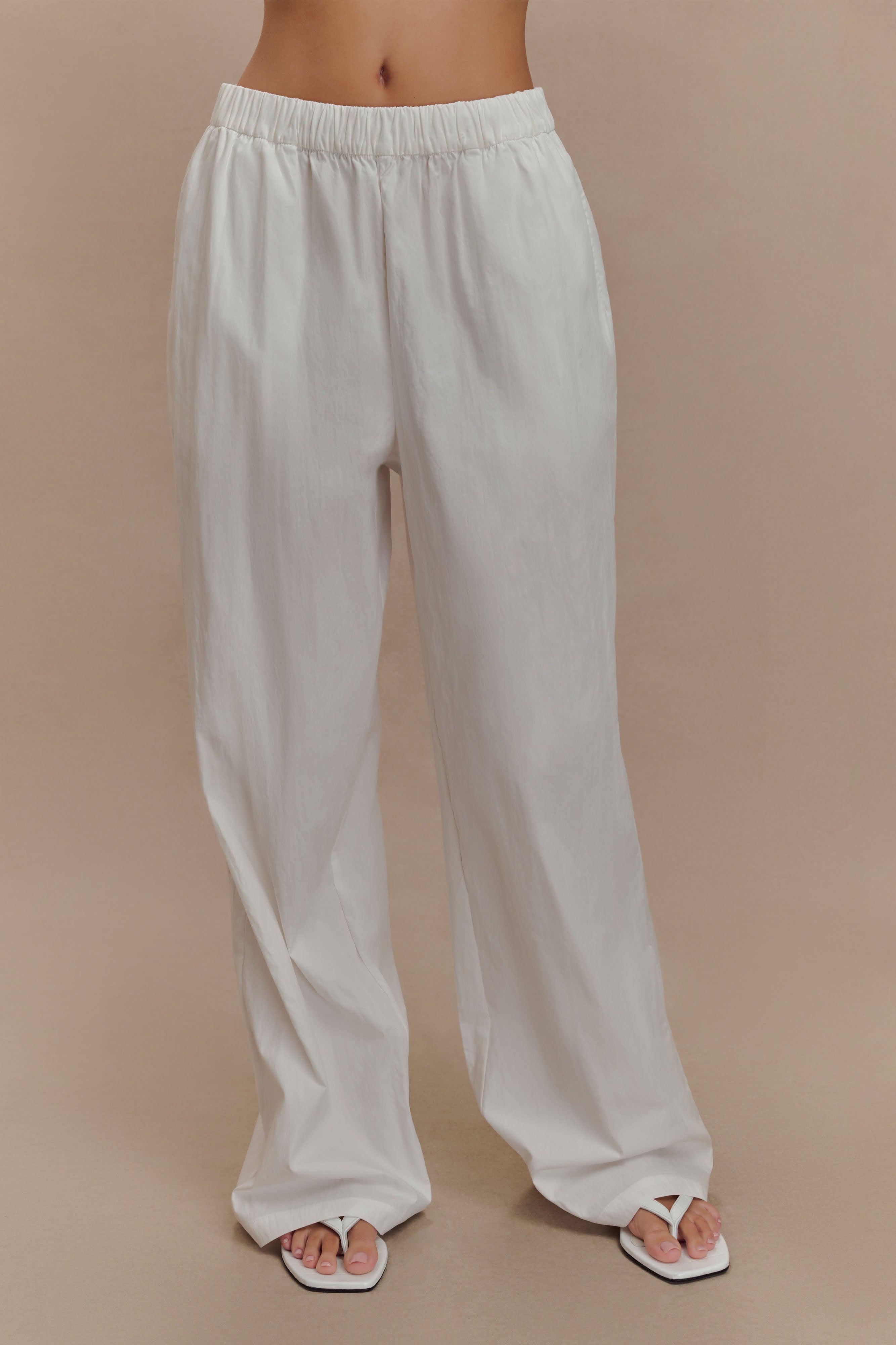 Campbell Cotton Wide Leg Pants - White | MESHKI UK